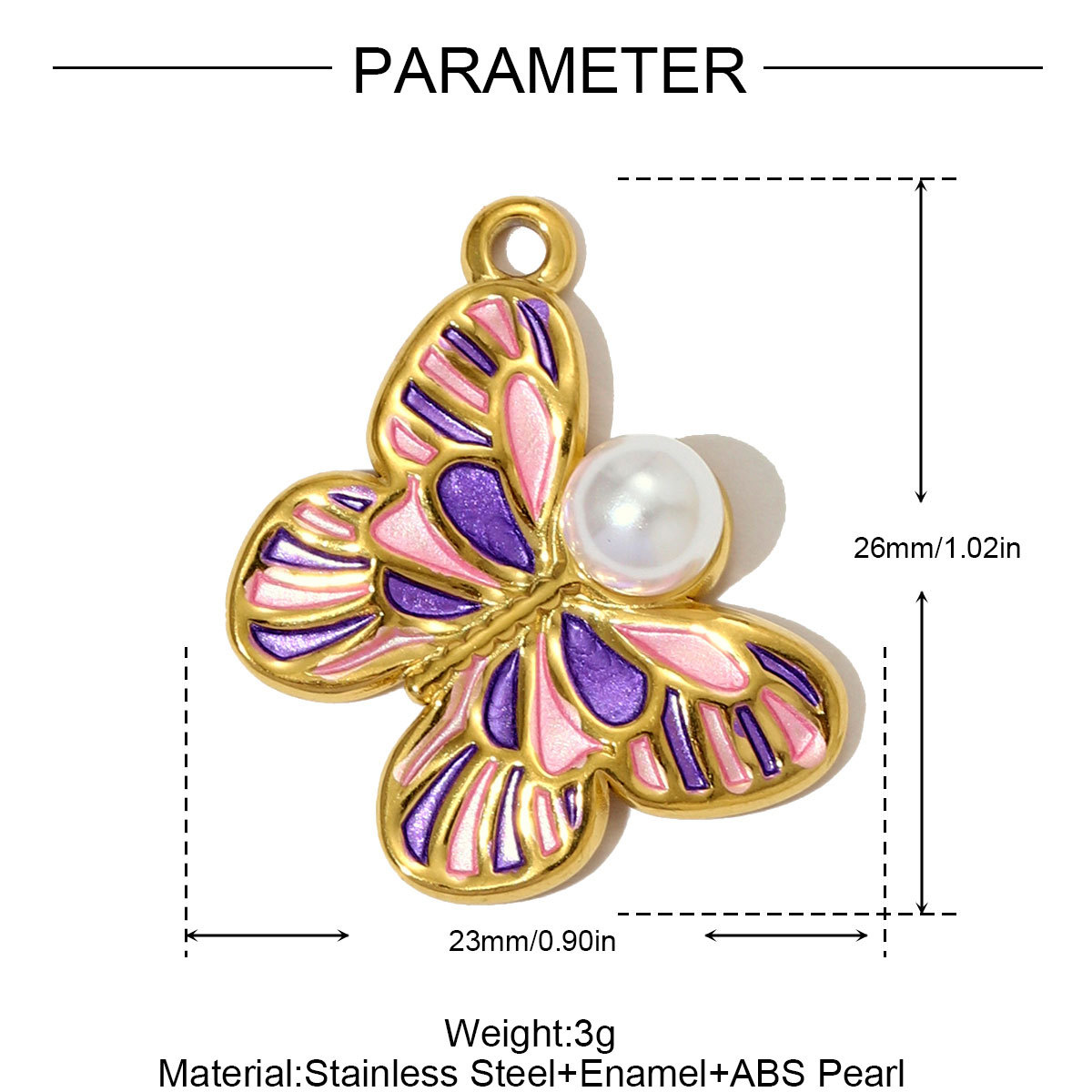 6pcs/pack French Retro Stainless Steel Enamel Butterfly Necklace Pendants Rhinestone Pearl  DIY Earring Charms Women Round Jewelry