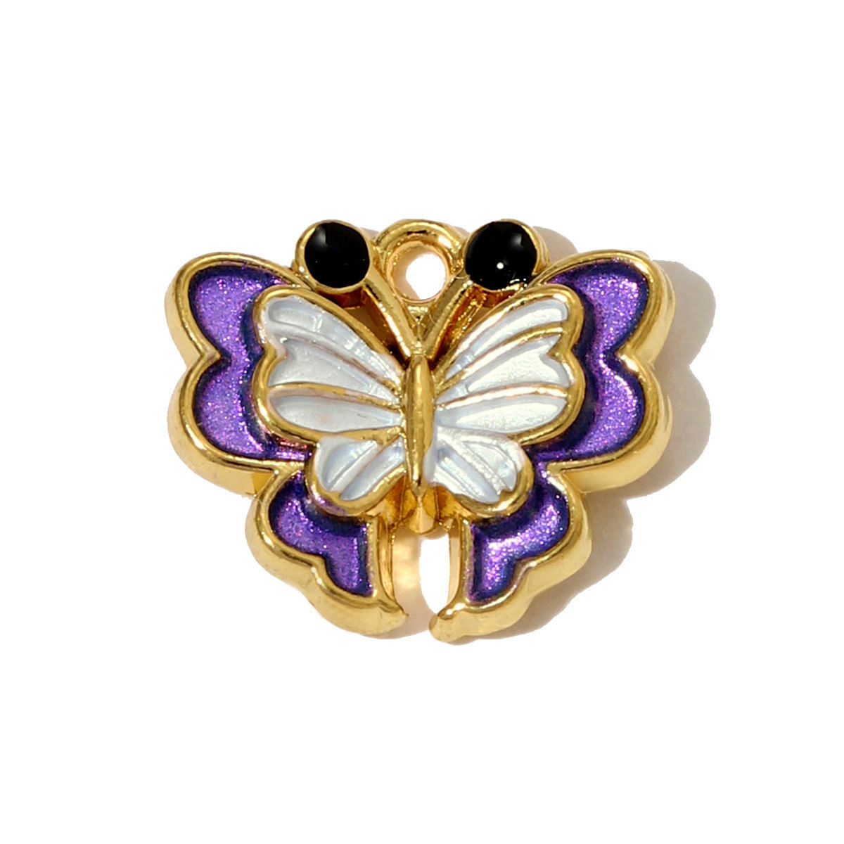 6pcs/pack French Retro Stainless Steel Enamel Butterfly Necklace Pendants Rhinestone Pearl  DIY Earring Charms Women Round Jewelry