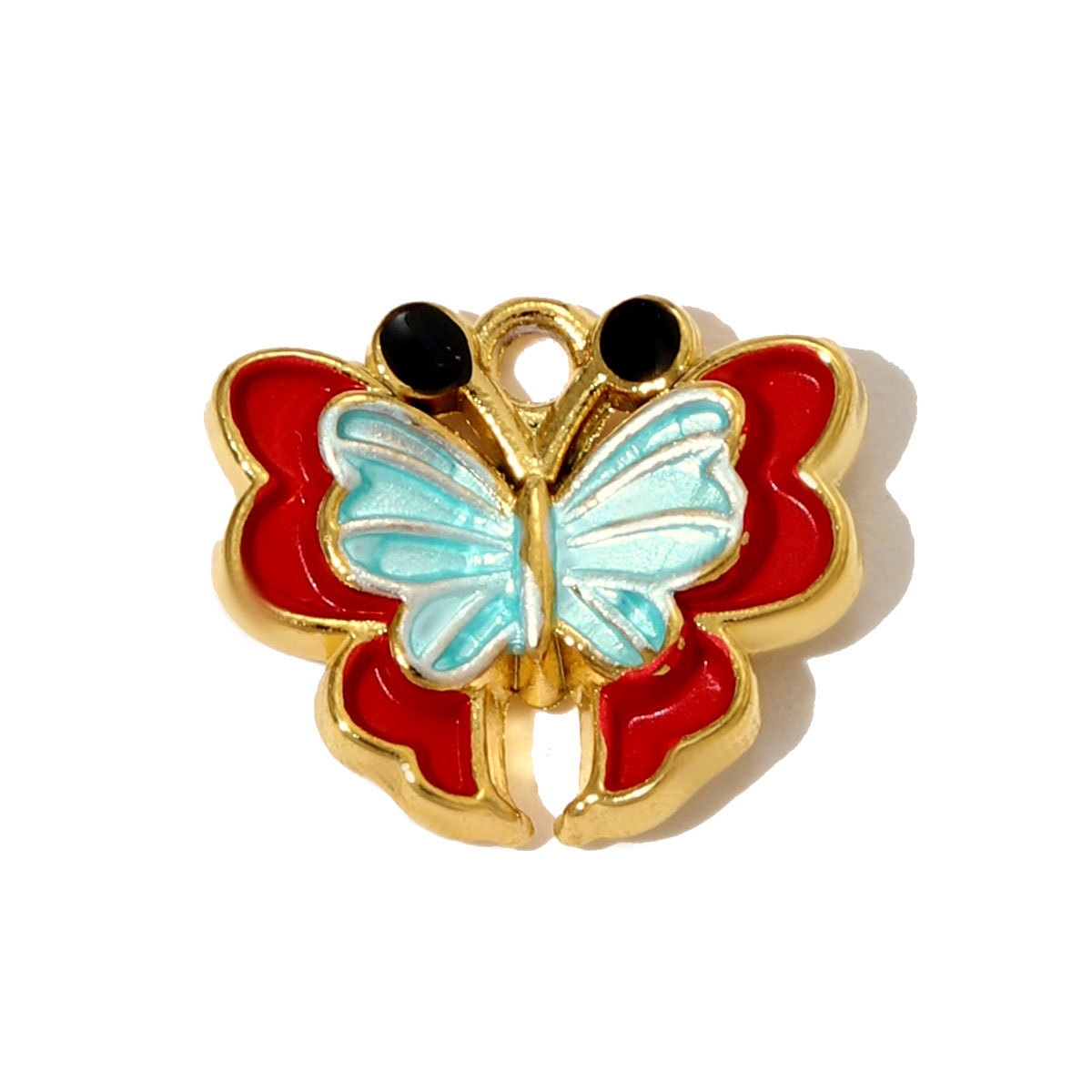 6pcs/pack French Retro Stainless Steel Enamel Butterfly Necklace Pendants Rhinestone Pearl  DIY Earring Charms Women Round Jewelry