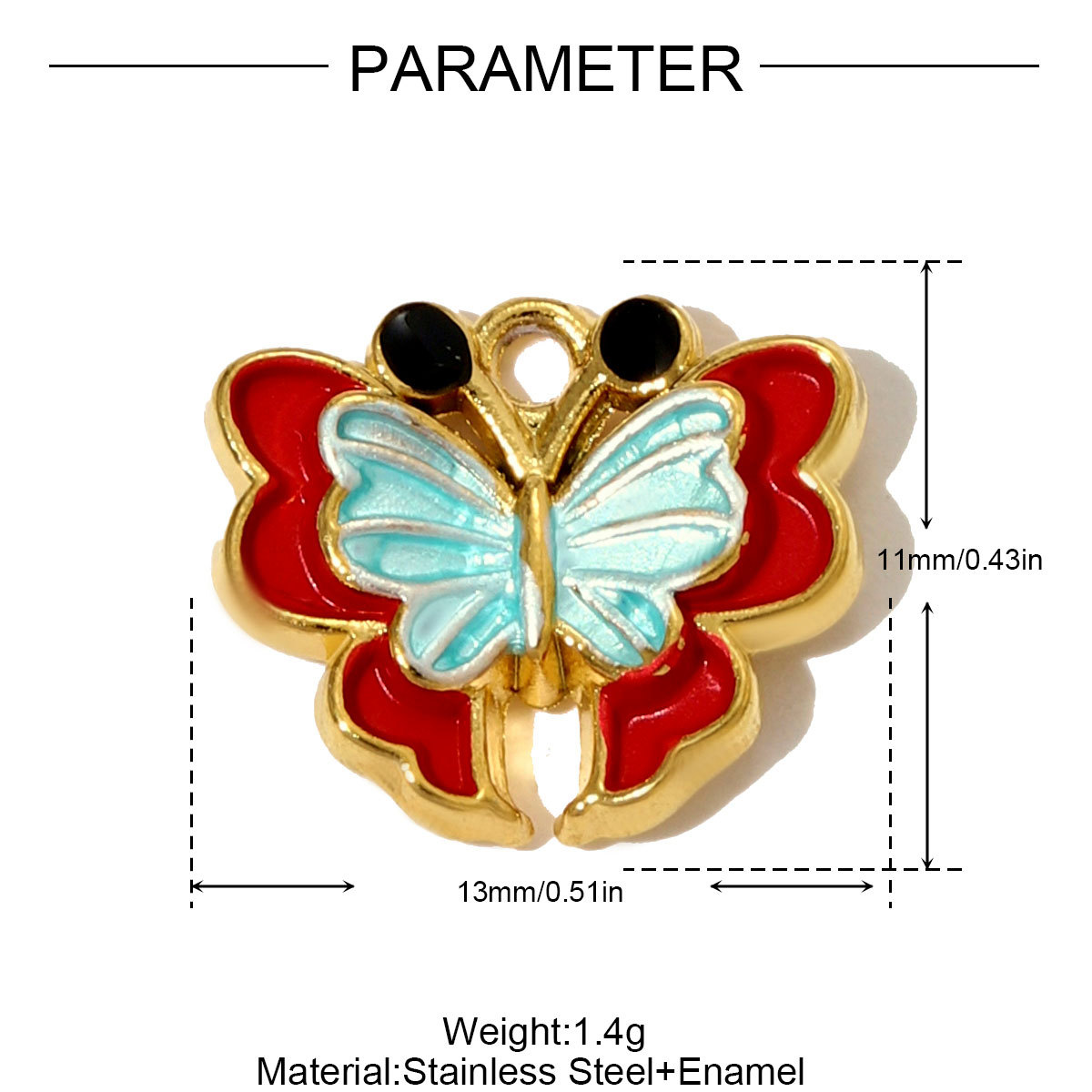 6pcs/pack French Retro Stainless Steel Enamel Butterfly Necklace Pendants Rhinestone Pearl  DIY Earring Charms Women Round Jewelry
