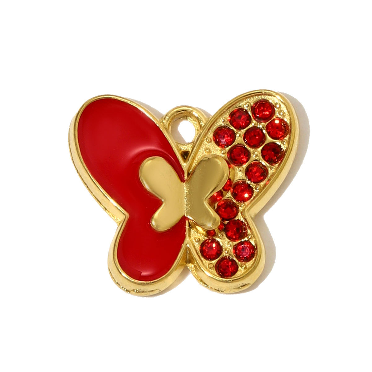6pcs/pack French Retro Stainless Steel Enamel Butterfly Necklace Pendants Rhinestone Pearl  DIY Earring Charms Women Round Jewelry