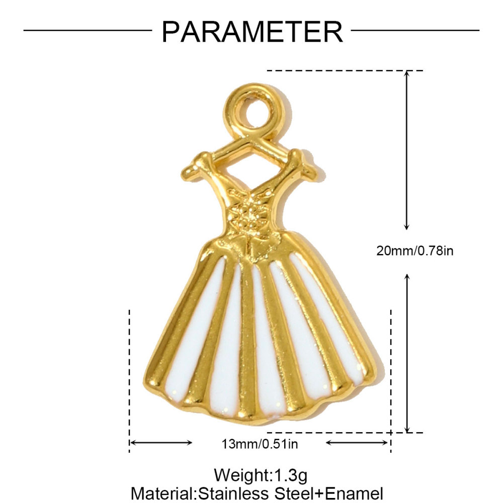 6pcs/pack  Stainless Steel Enamel Princess Dress Necklace Pendants Rainbow Butterfly Cherry DIY Earring Charms Women Star Jewelry