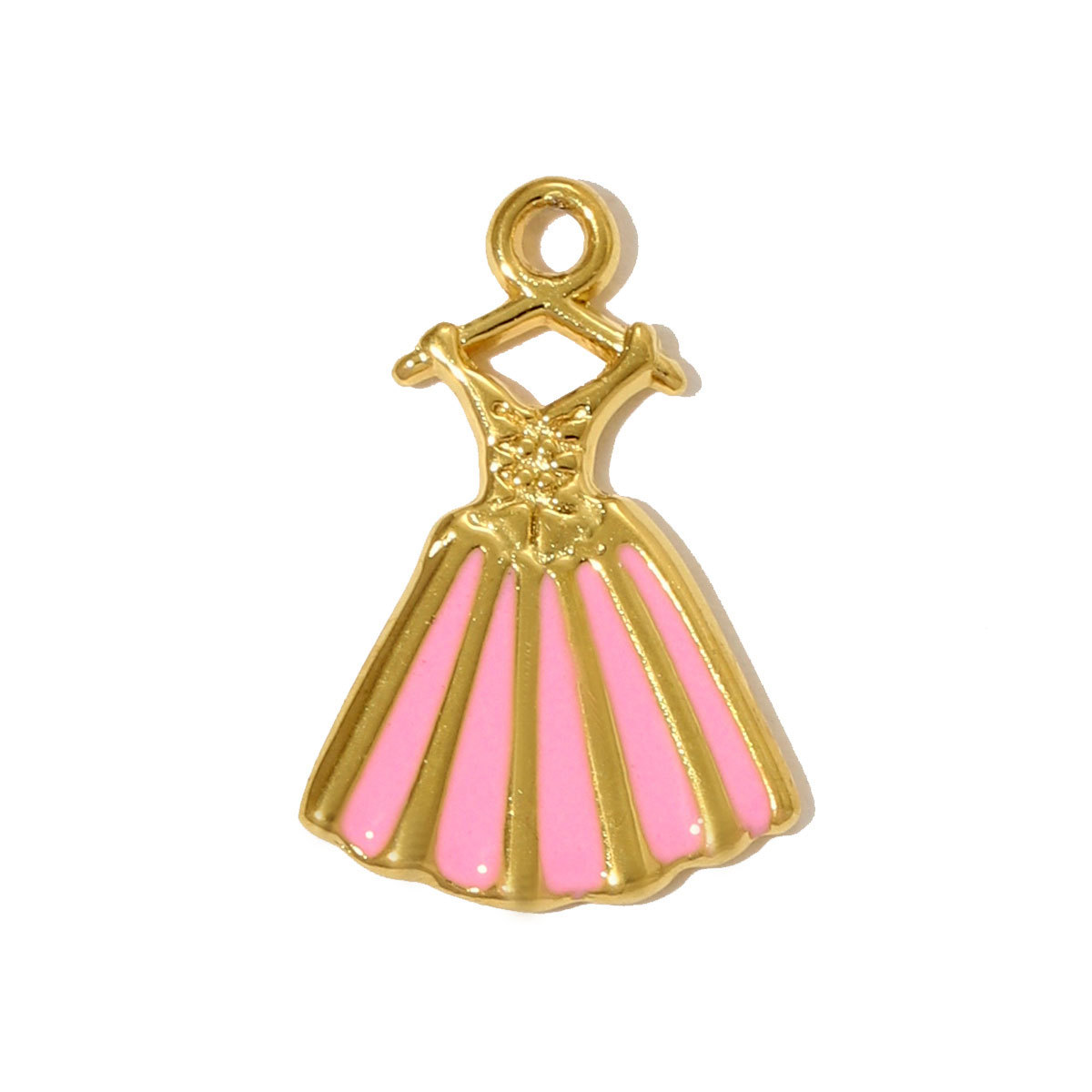 6pcs/pack  Stainless Steel Enamel Princess Dress Necklace Pendants Rainbow Butterfly Cherry DIY Earring Charms Women Star Jewelry