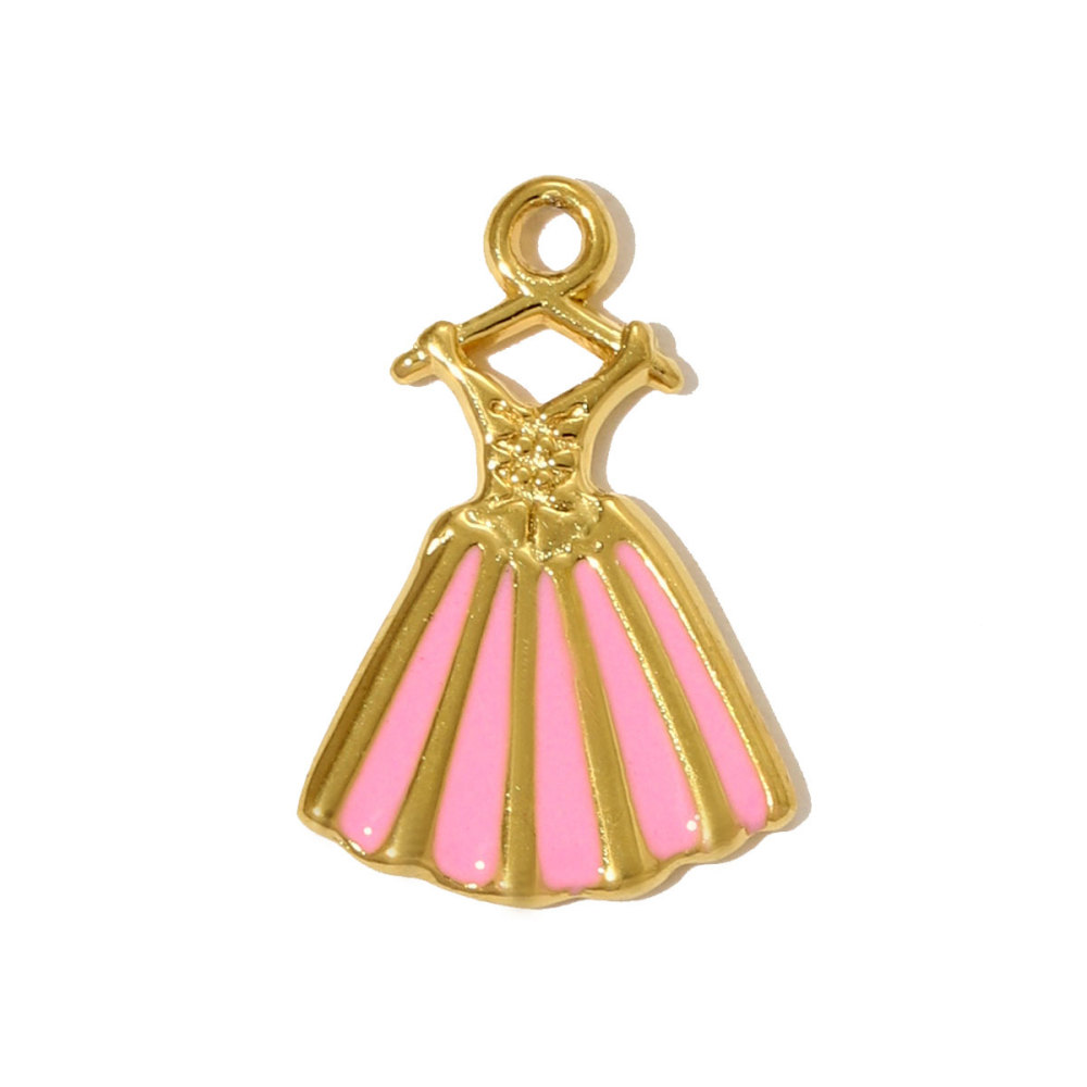 6pcs/pack  Stainless Steel Enamel Princess Dress Necklace Pendants Rainbow Butterfly Cherry DIY Earring Charms Women Star Jewelry
