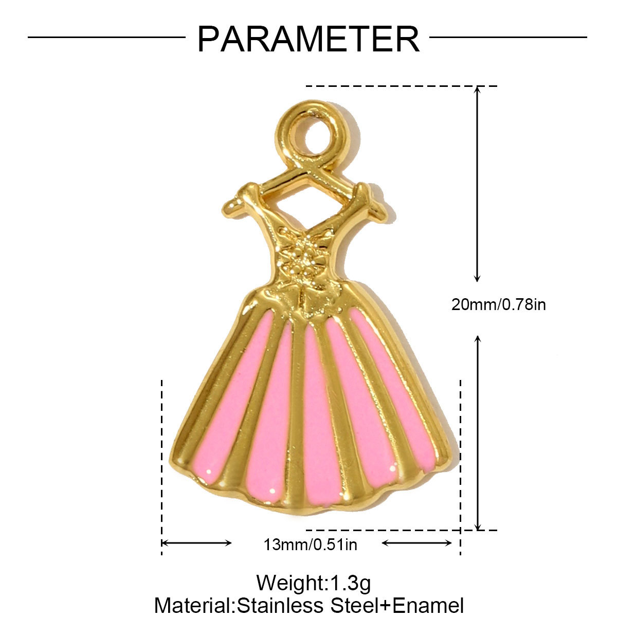 6pcs/pack  Stainless Steel Enamel Princess Dress Necklace Pendants Rainbow Butterfly Cherry DIY Earring Charms Women Star Jewelry