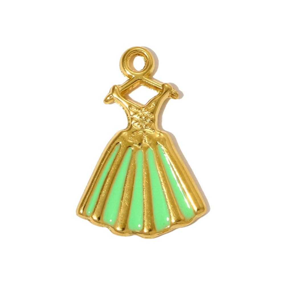 6pcs/pack  Stainless Steel Enamel Princess Dress Necklace Pendants Rainbow Butterfly Cherry DIY Earring Charms Women Star Jewelry