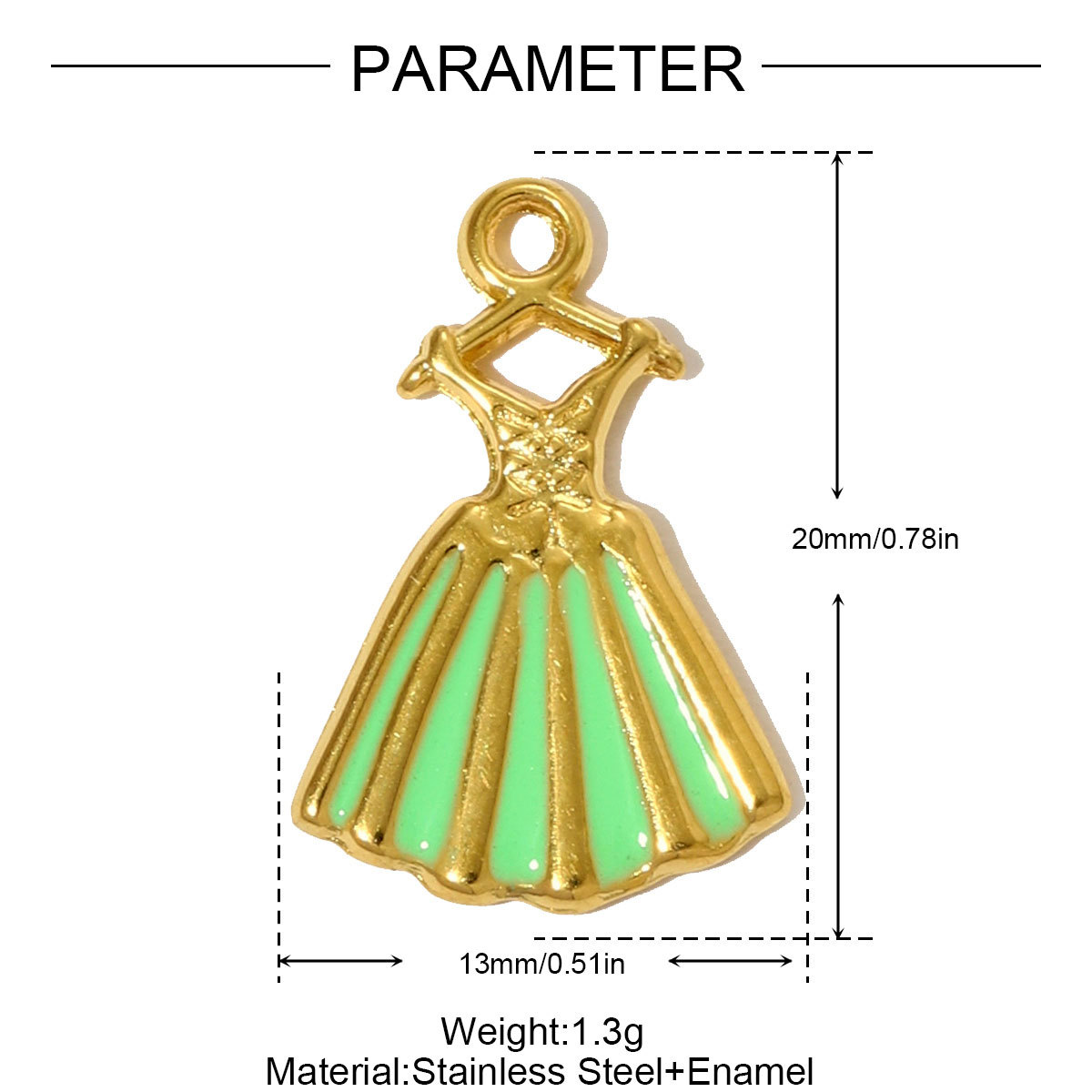 6pcs/pack  Stainless Steel Enamel Princess Dress Necklace Pendants Rainbow Butterfly Cherry DIY Earring Charms Women Star Jewelry
