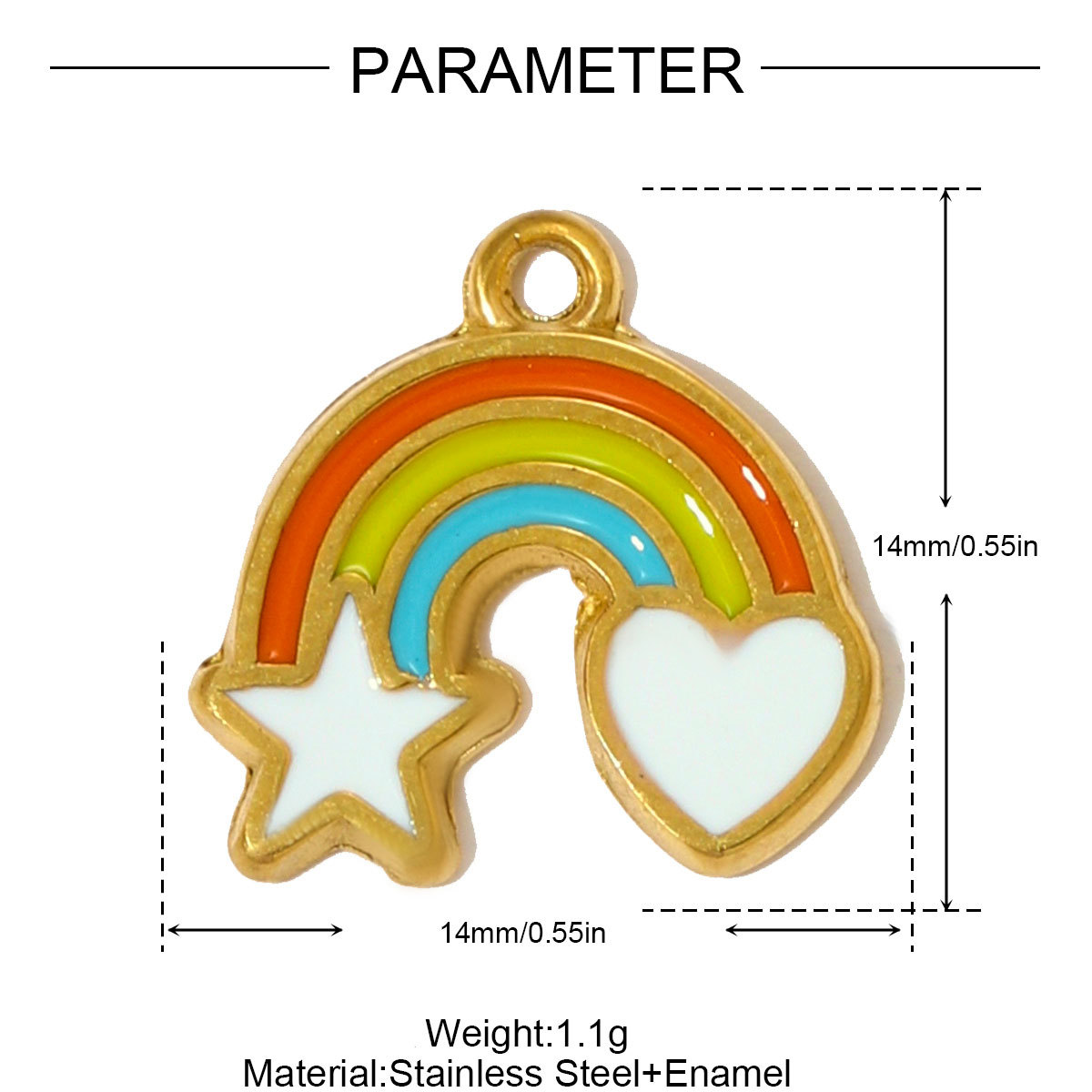 6pcs/pack  Stainless Steel Enamel Princess Dress Necklace Pendants Rainbow Butterfly Cherry DIY Earring Charms Women Star Jewelry