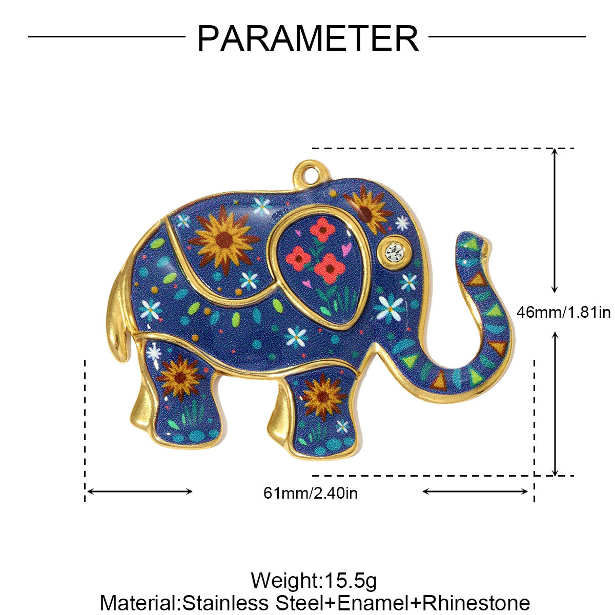 6pcs/pack Cute Stainless Steel Painted Elephant Cat Necklace Pendants Enamel Parrot Cross DIY Earring Charms Women Butterfly Jewelry