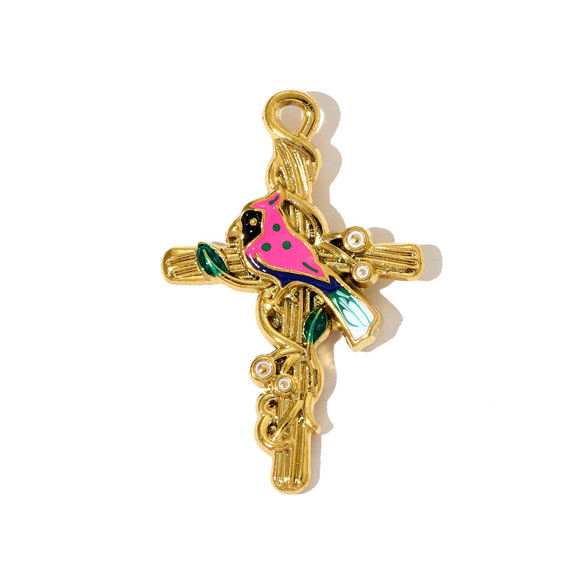 6pcs/pack Cute Stainless Steel Painted Elephant Cat Necklace Pendants Enamel Parrot Cross DIY Earring Charms Women Butterfly Jewelry