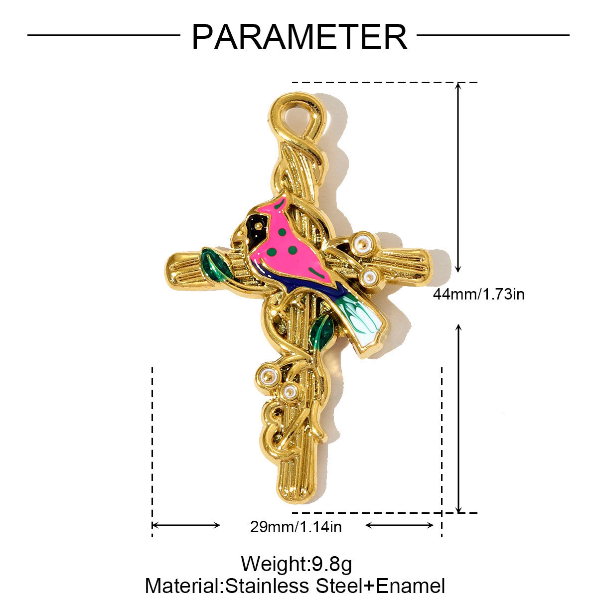 6pcs/pack Cute Stainless Steel Painted Elephant Cat Necklace Pendants Enamel Parrot Cross DIY Earring Charms Women Butterfly Jewelry