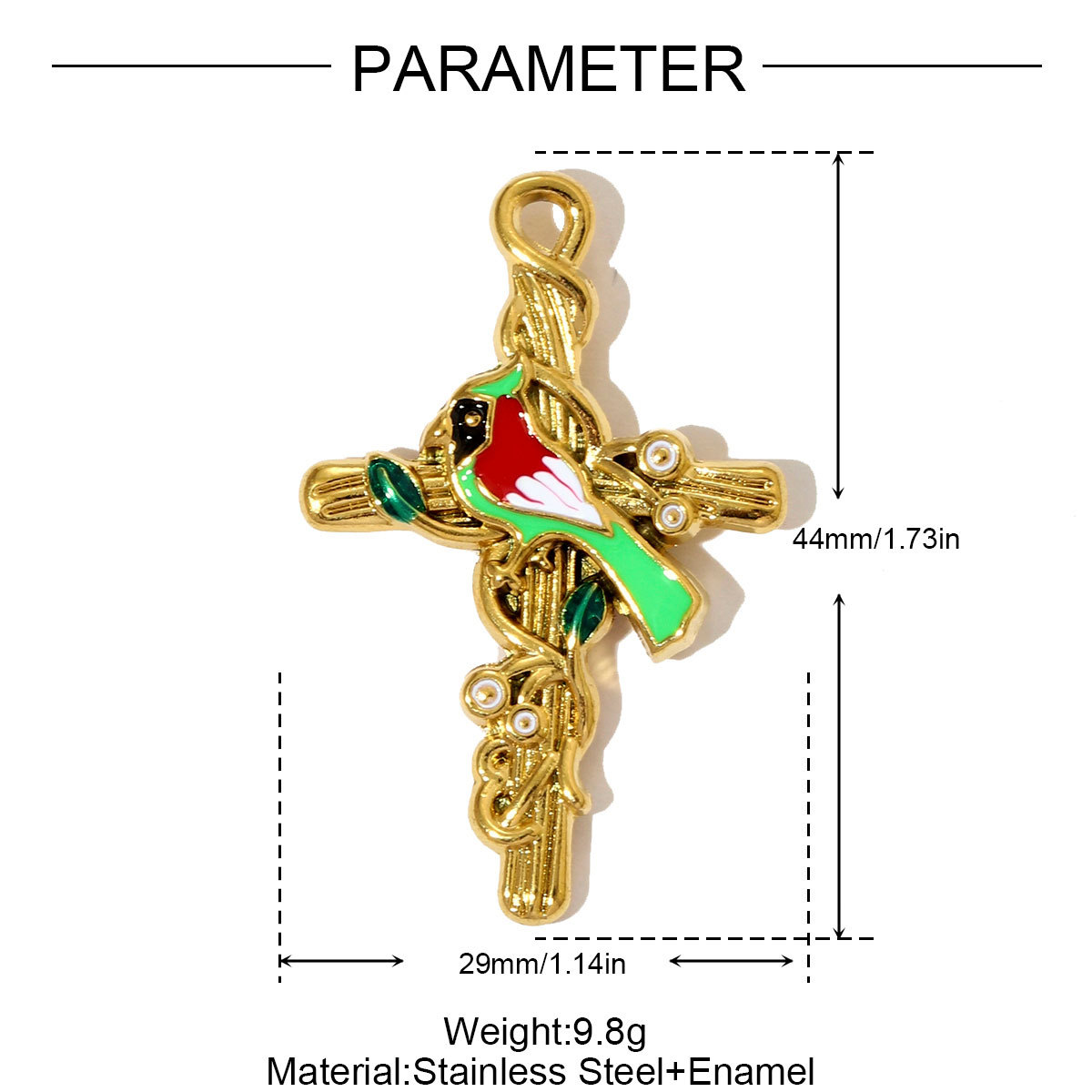 6pcs/pack Cute Stainless Steel Painted Elephant Cat Necklace Pendants Enamel Parrot Cross DIY Earring Charms Women Butterfly Jewelry
