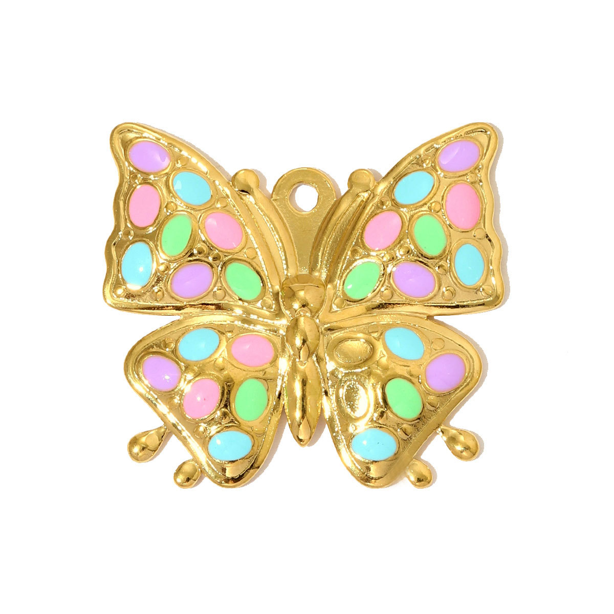 6pcs/pack Cute Stainless Steel Painted Elephant Cat Necklace Pendants Enamel Parrot Cross DIY Earring Charms Women Butterfly Jewelry