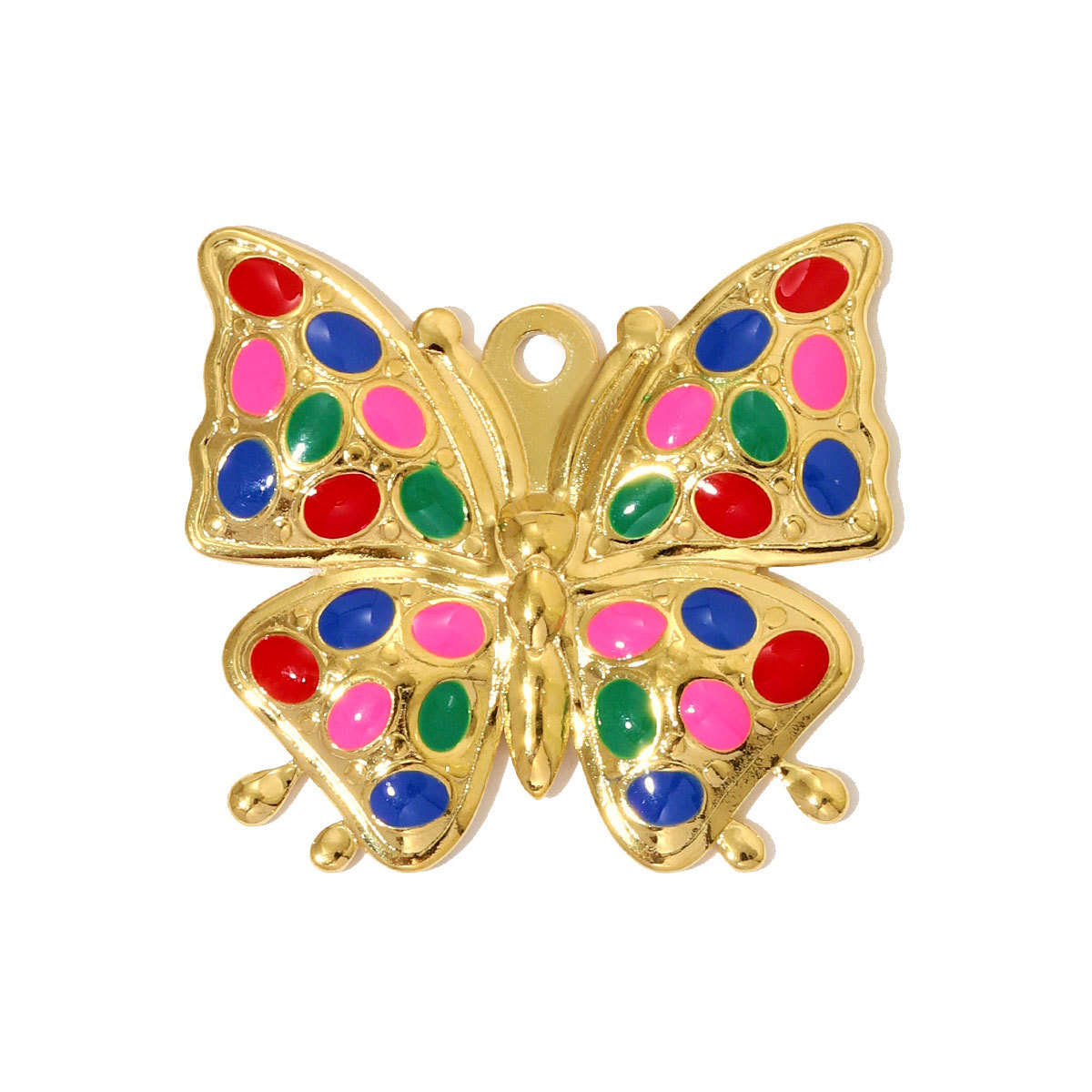 6pcs/pack Cute Stainless Steel Painted Elephant Cat Necklace Pendants Enamel Parrot Cross DIY Earring Charms Women Butterfly Jewelry