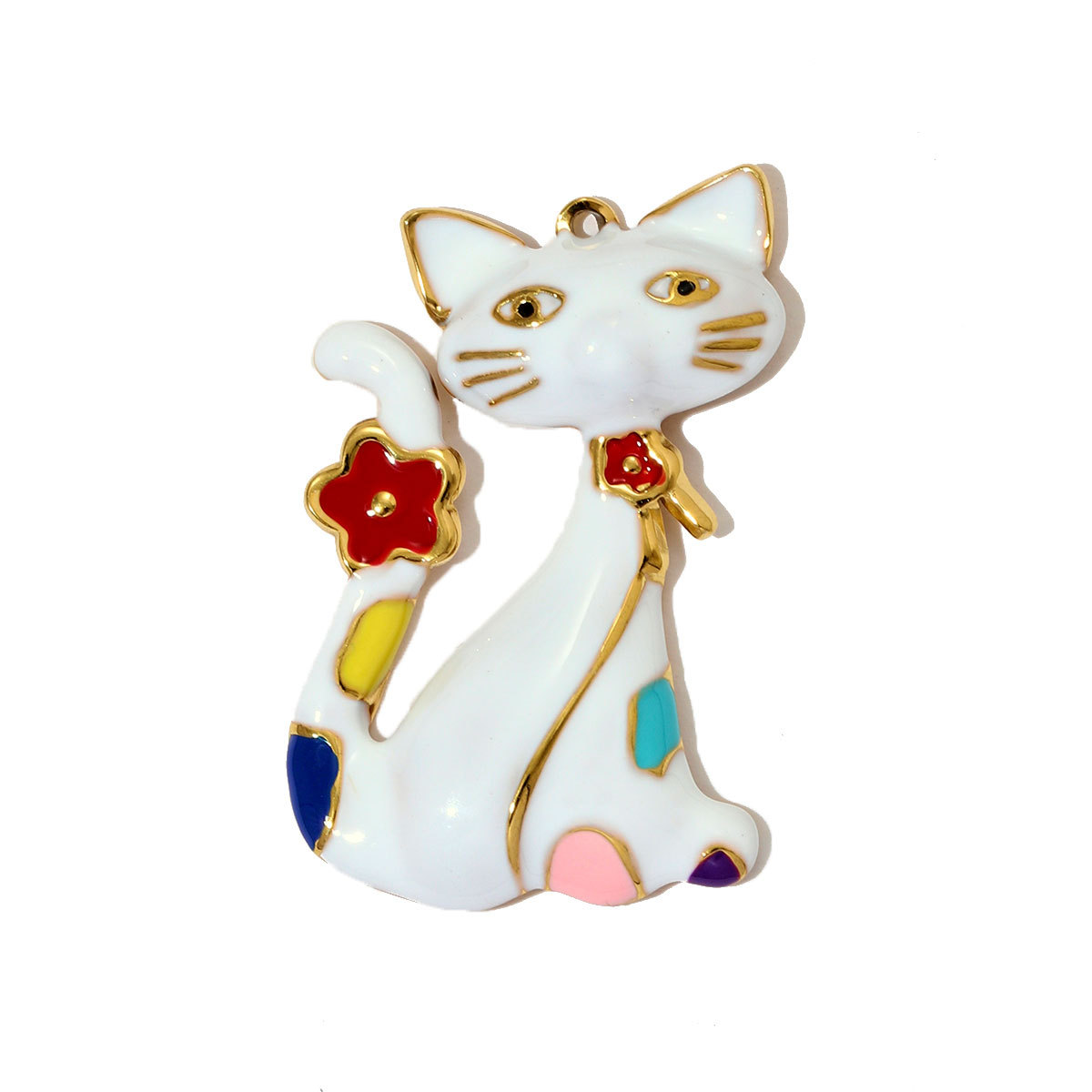 6pcs/pack Cute Stainless Steel Painted Elephant Cat Necklace Pendants Enamel Parrot Cross DIY Earring Charms Women Butterfly Jewelry