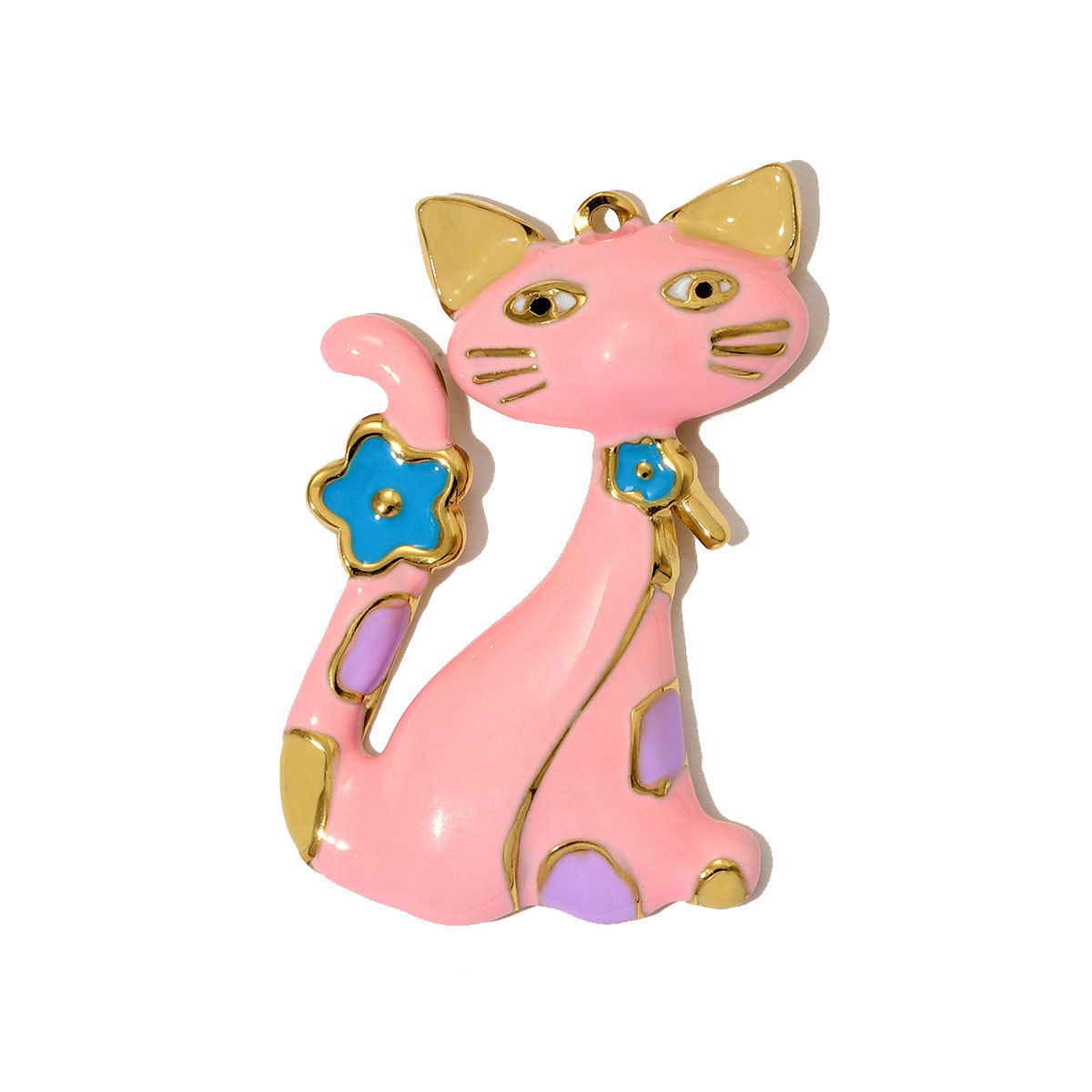 6pcs/pack Cute Stainless Steel Painted Elephant Cat Necklace Pendants Enamel Parrot Cross DIY Earring Charms Women Butterfly Jewelry