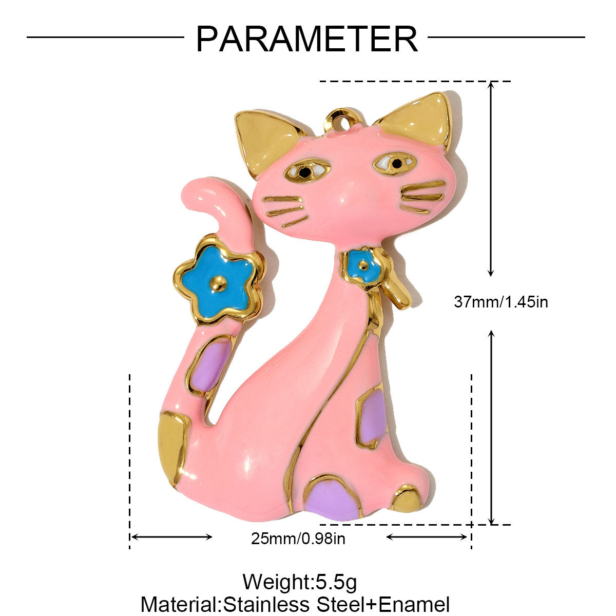 6pcs/pack Cute Stainless Steel Painted Elephant Cat Necklace Pendants Enamel Parrot Cross DIY Earring Charms Women Butterfly Jewelry