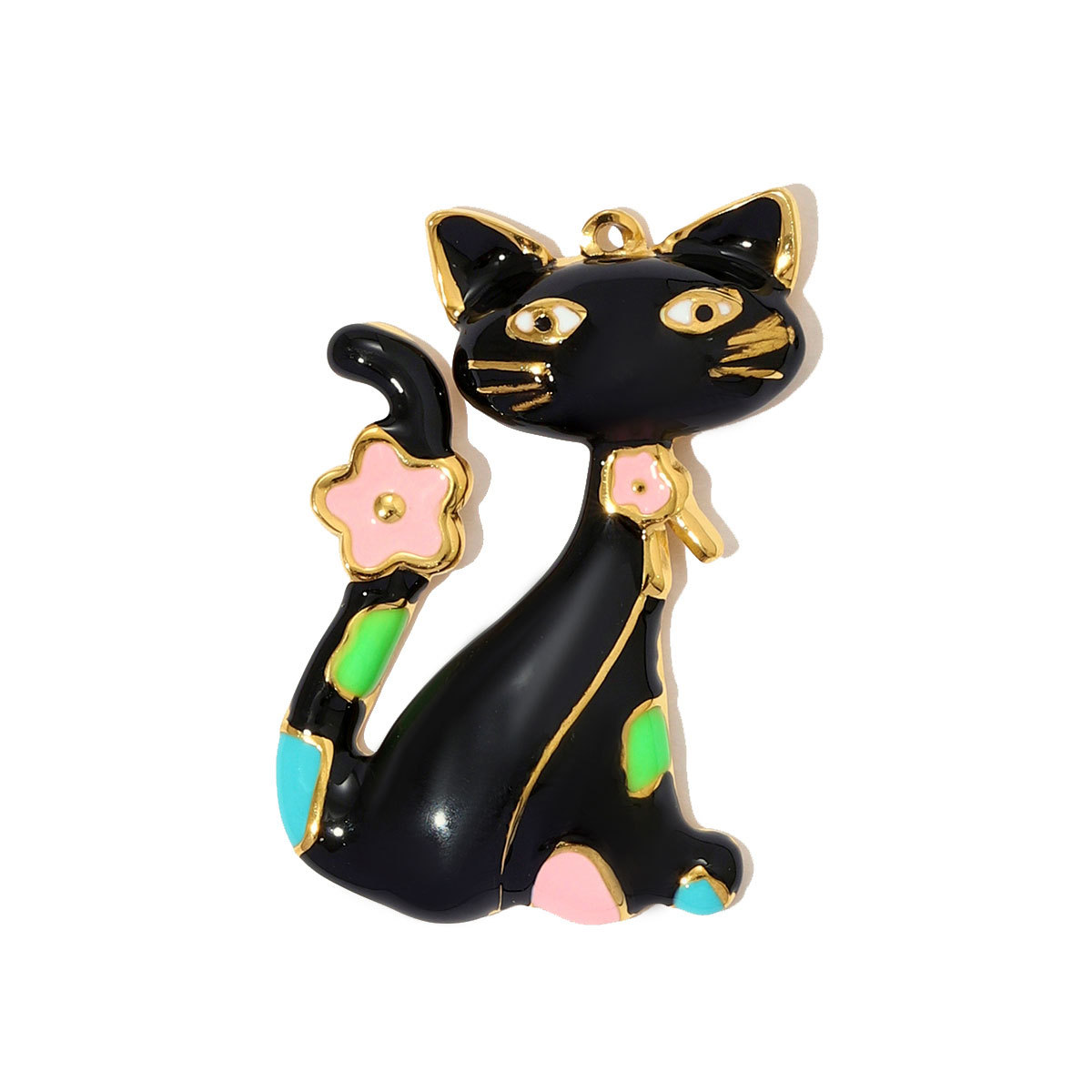 6pcs/pack Cute Stainless Steel Painted Elephant Cat Necklace Pendants Enamel Parrot Cross DIY Earring Charms Women Butterfly Jewelry