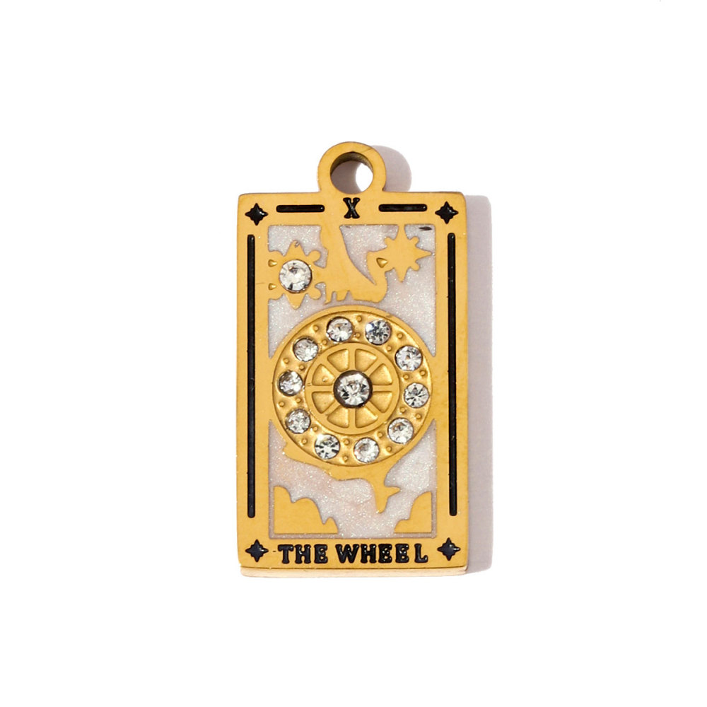 6pcs/pack Stainless Steel Enamel Tarot Cards Necklace Pendants Hourglass Eye Crown DIY Charms Women Moon Sun Star Jewelry
