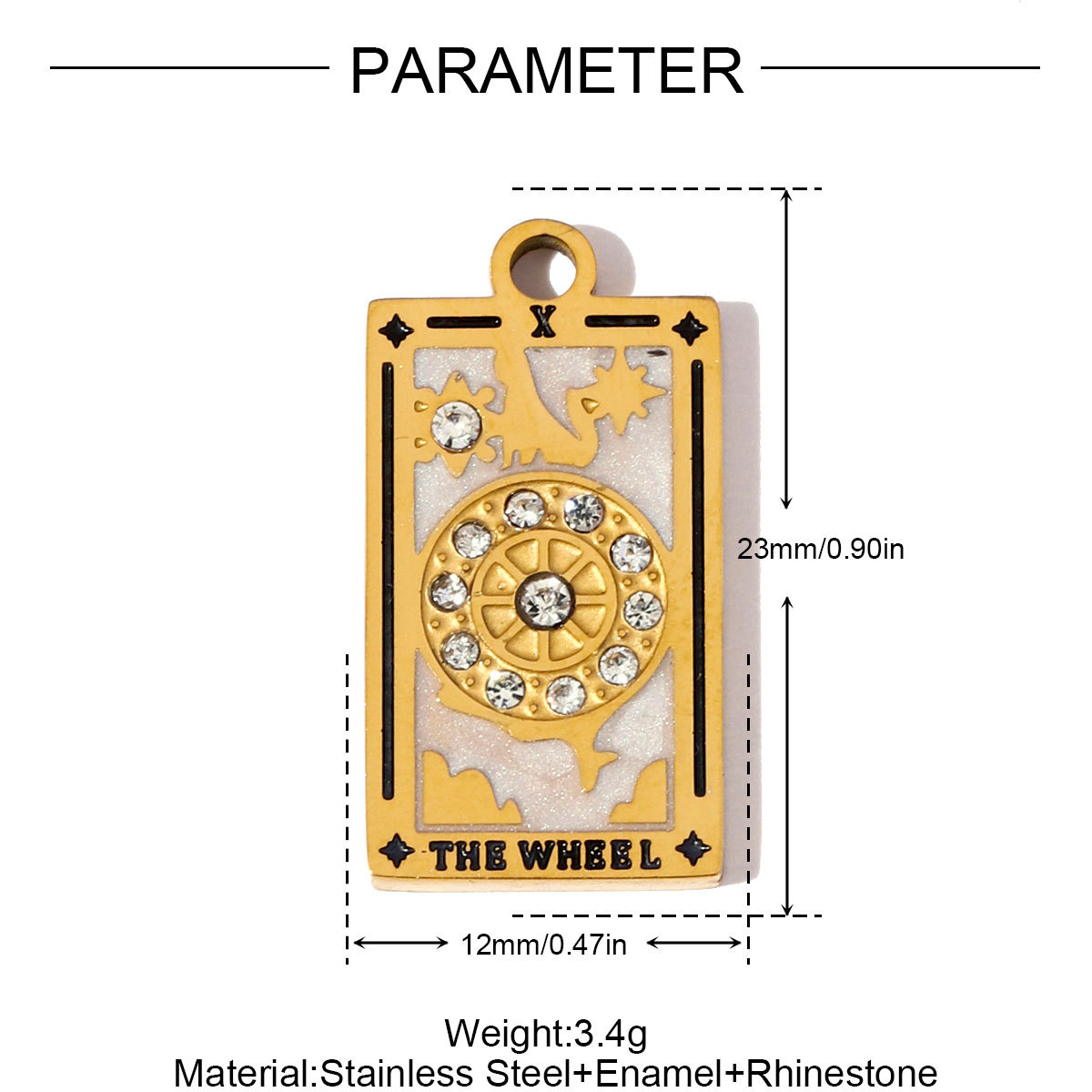 6pcs/pack Stainless Steel Enamel Tarot Cards Necklace Pendants Hourglass Eye Crown DIY Charms Women Moon Sun Star Jewelry
