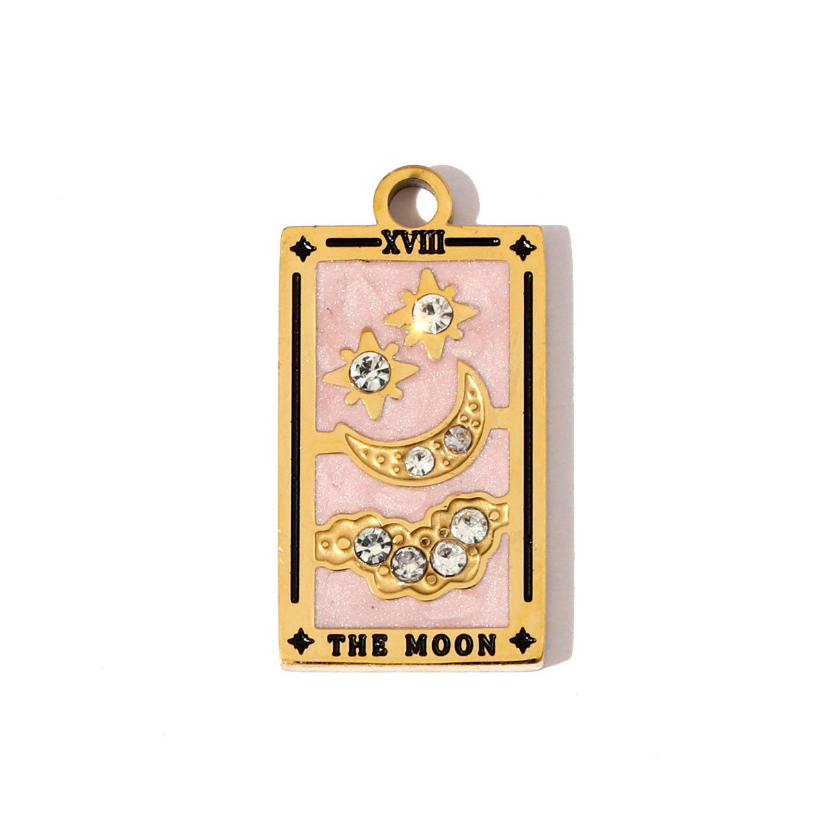 6pcs/pack Stainless Steel Enamel Tarot Cards Necklace Pendants Hourglass Eye Crown DIY Charms Women Moon Sun Star Jewelry