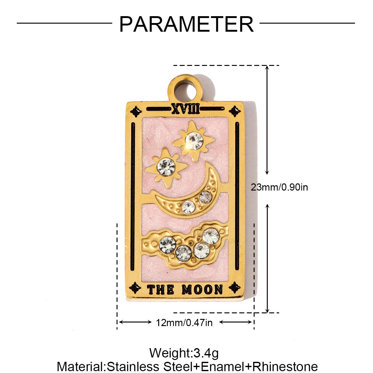 6pcs/pack Stainless Steel Enamel Tarot Cards Necklace Pendants Hourglass Eye Crown DIY Charms Women Moon Sun Star Jewelry
