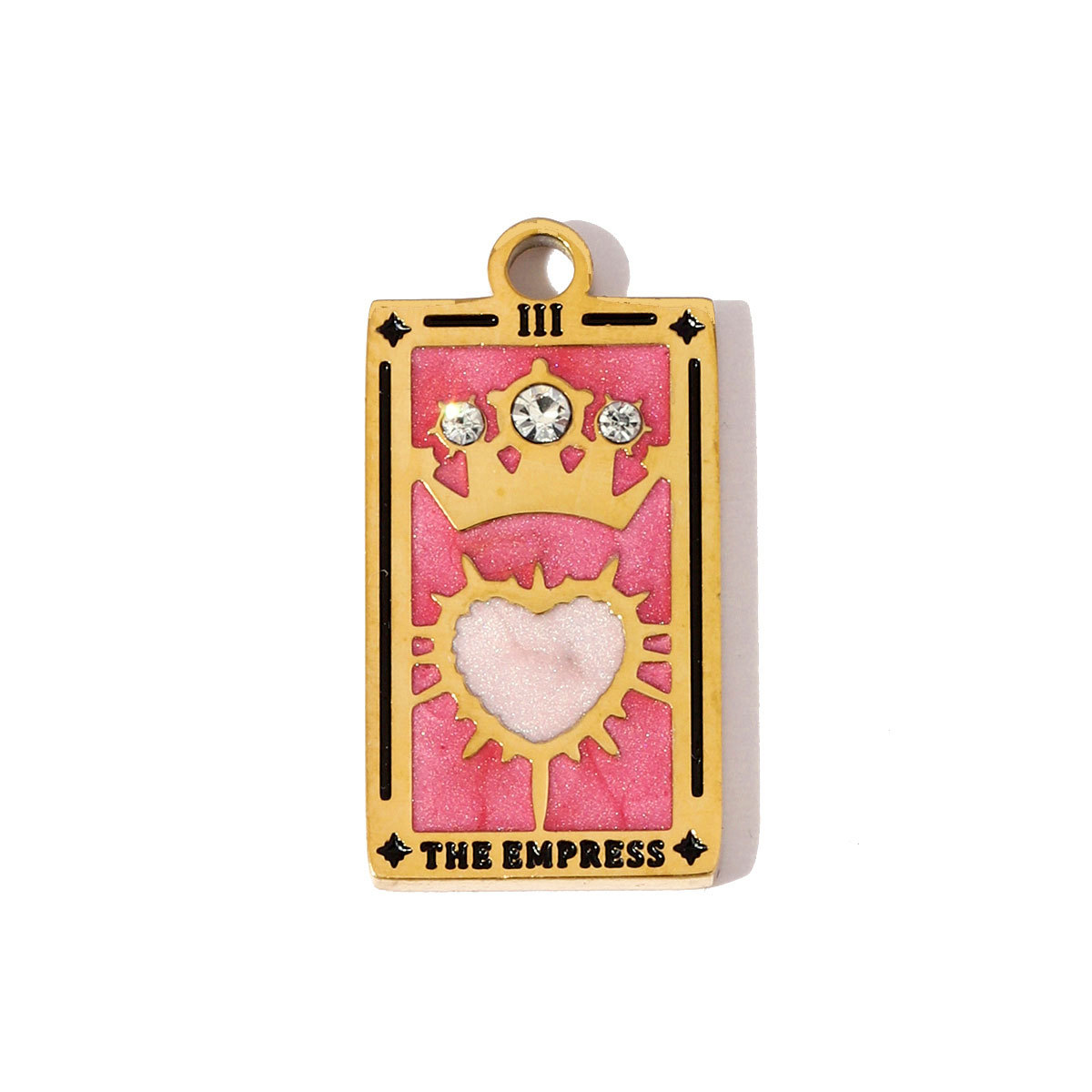 6pcs/pack Stainless Steel Enamel Tarot Cards Necklace Pendants Hourglass Eye Crown DIY Charms Women Moon Sun Star Jewelry