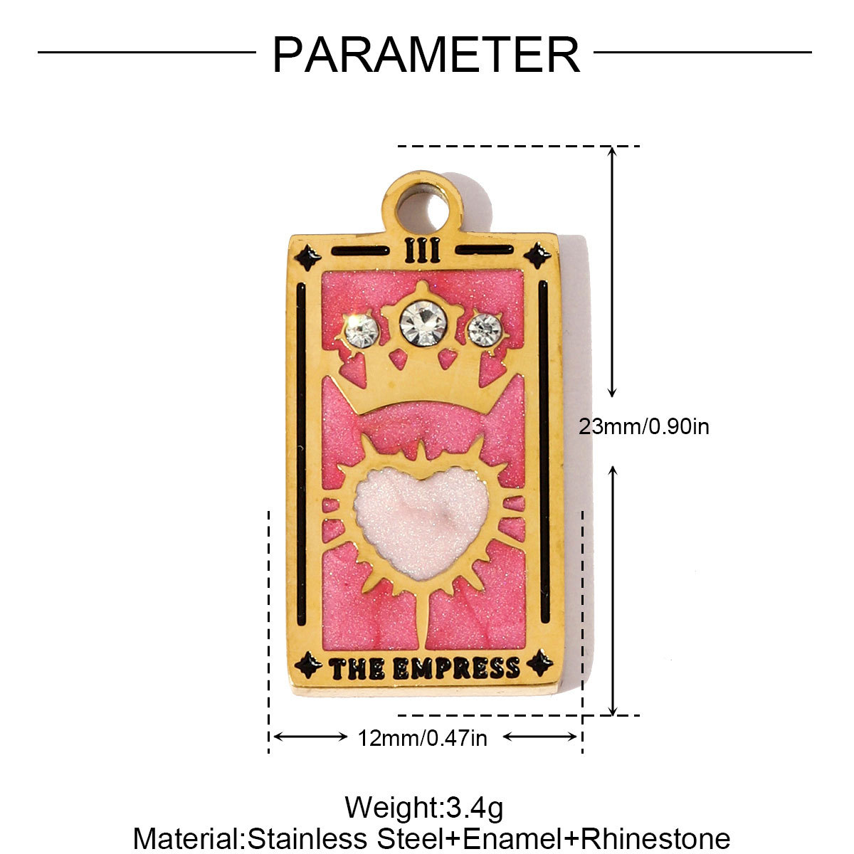 6pcs/pack Stainless Steel Enamel Tarot Cards Necklace Pendants Hourglass Eye Crown DIY Charms Women Moon Sun Star Jewelry