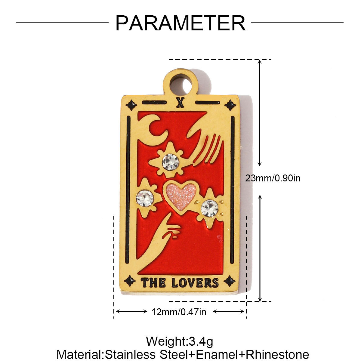 6pcs/pack Stainless Steel Enamel Tarot Cards Necklace Pendants Hourglass Eye Crown DIY Charms Women Moon Sun Star Jewelry