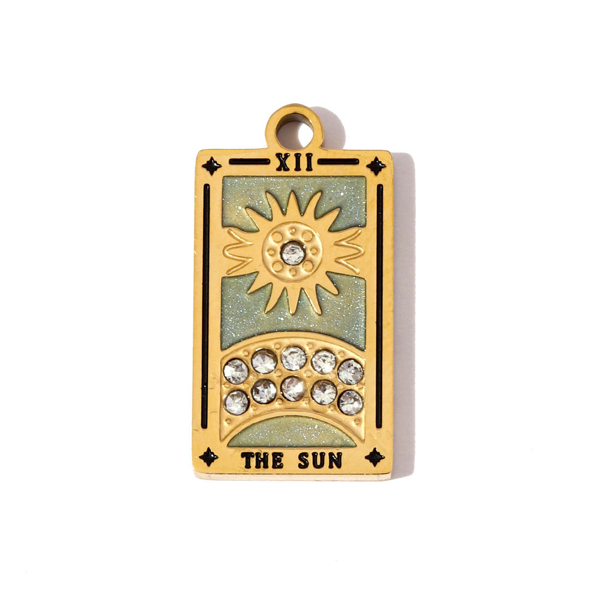 6pcs/pack Stainless Steel Enamel Tarot Cards Necklace Pendants Hourglass Eye Crown DIY Charms Women Moon Sun Star Jewelry
