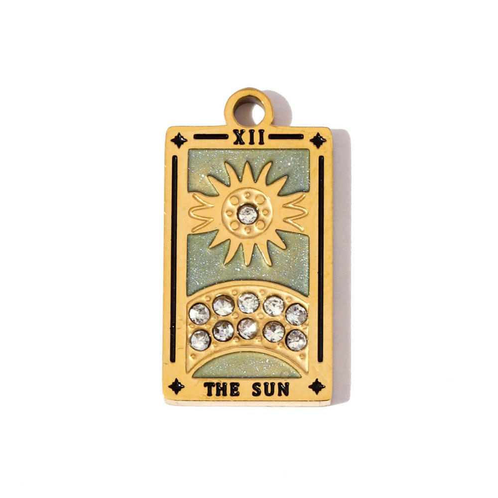 6pcs/pack Stainless Steel Enamel Tarot Cards Necklace Pendants Hourglass Eye Crown DIY Charms Women Moon Sun Star Jewelry