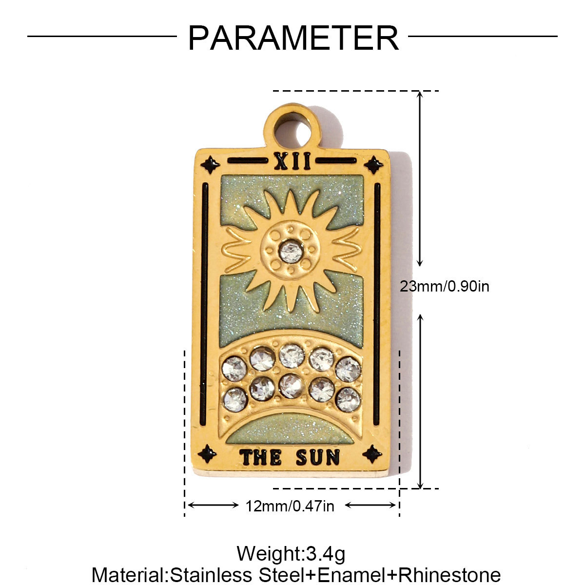 6pcs/pack Stainless Steel Enamel Tarot Cards Necklace Pendants Hourglass Eye Crown DIY Charms Women Moon Sun Star Jewelry