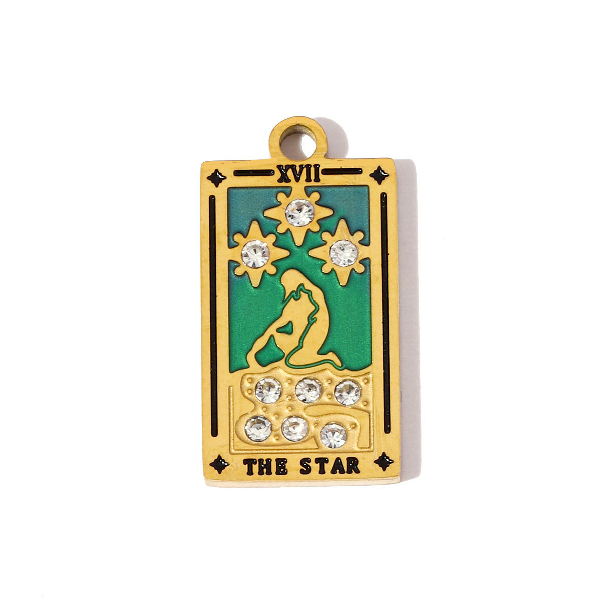 6pcs/pack Stainless Steel Enamel Tarot Cards Necklace Pendants Hourglass Eye Crown DIY Charms Women Moon Sun Star Jewelry