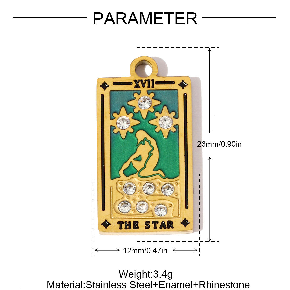 6pcs/pack Stainless Steel Enamel Tarot Cards Necklace Pendants Hourglass Eye Crown DIY Charms Women Moon Sun Star Jewelry