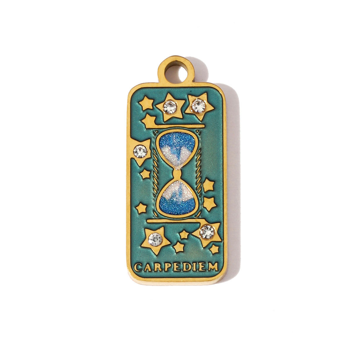 6pcs/pack Stainless Steel Enamel Tarot Cards Necklace Pendants Hourglass Eye Crown DIY Charms Women Moon Sun Star Jewelry