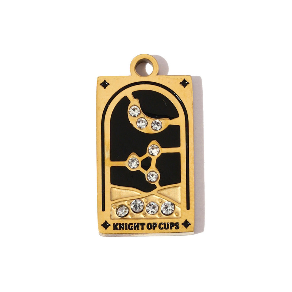 6pcs/pack Stainless Steel Enamel Tarot Cards Necklace Pendants Hourglass Eye Crown DIY Charms Women Moon Sun Star Jewelry