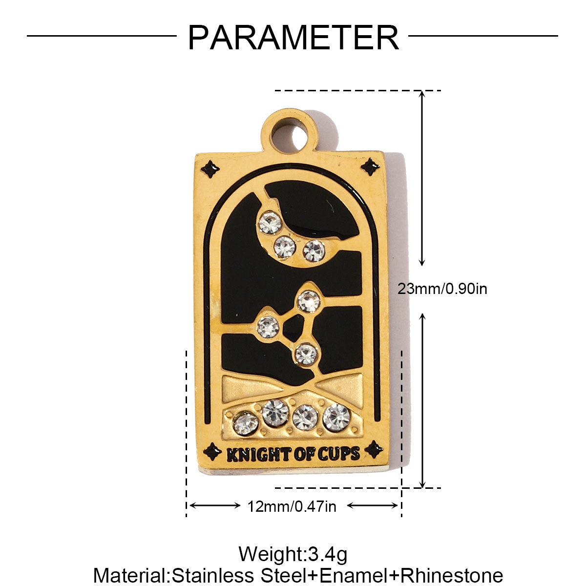 6pcs/pack Stainless Steel Enamel Tarot Cards Necklace Pendants Hourglass Eye Crown DIY Charms Women Moon Sun Star Jewelry
