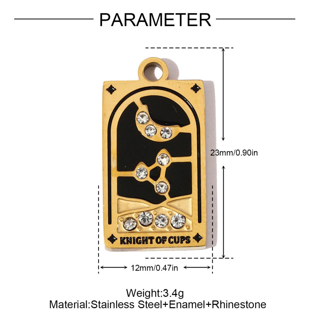 6pcs/pack Stainless Steel Enamel Tarot Cards Necklace Pendants Hourglass Eye Crown DIY Charms Women Moon Sun Star Jewelry