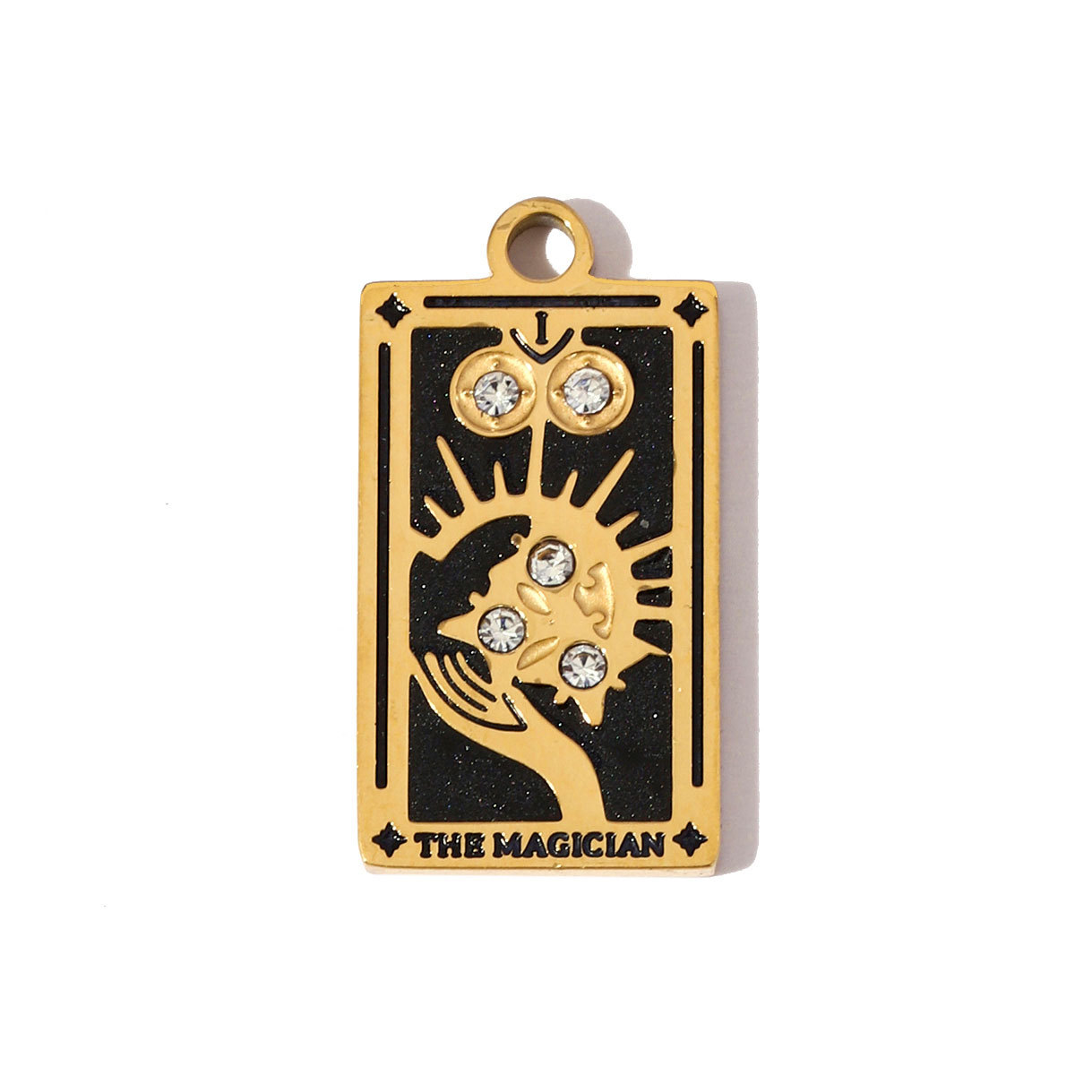 6pcs/pack Stainless Steel Enamel Tarot Cards Necklace Pendants Hourglass Eye Crown DIY Charms Women Moon Sun Star Jewelry