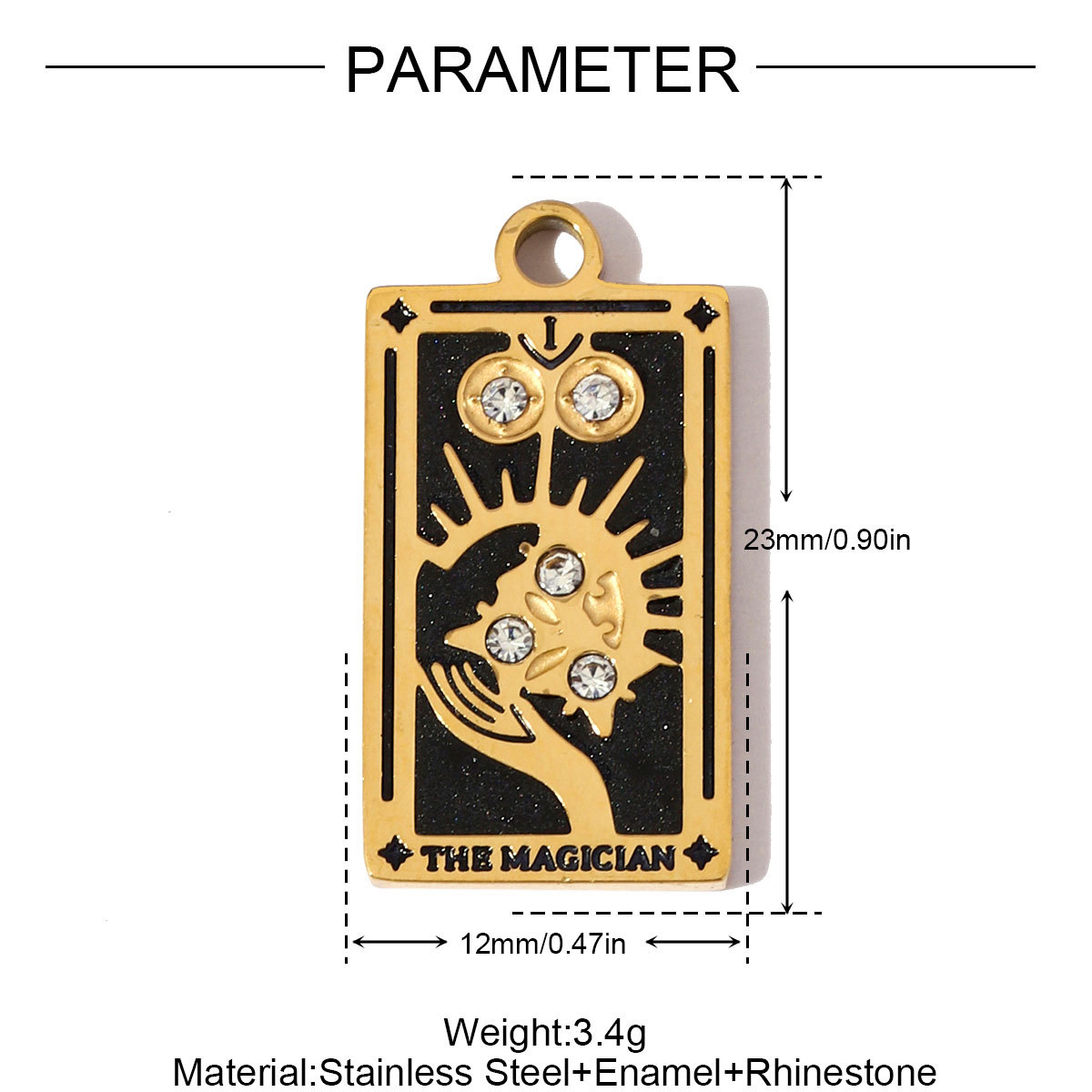 6pcs/pack Stainless Steel Enamel Tarot Cards Necklace Pendants Hourglass Eye Crown DIY Charms Women Moon Sun Star Jewelry