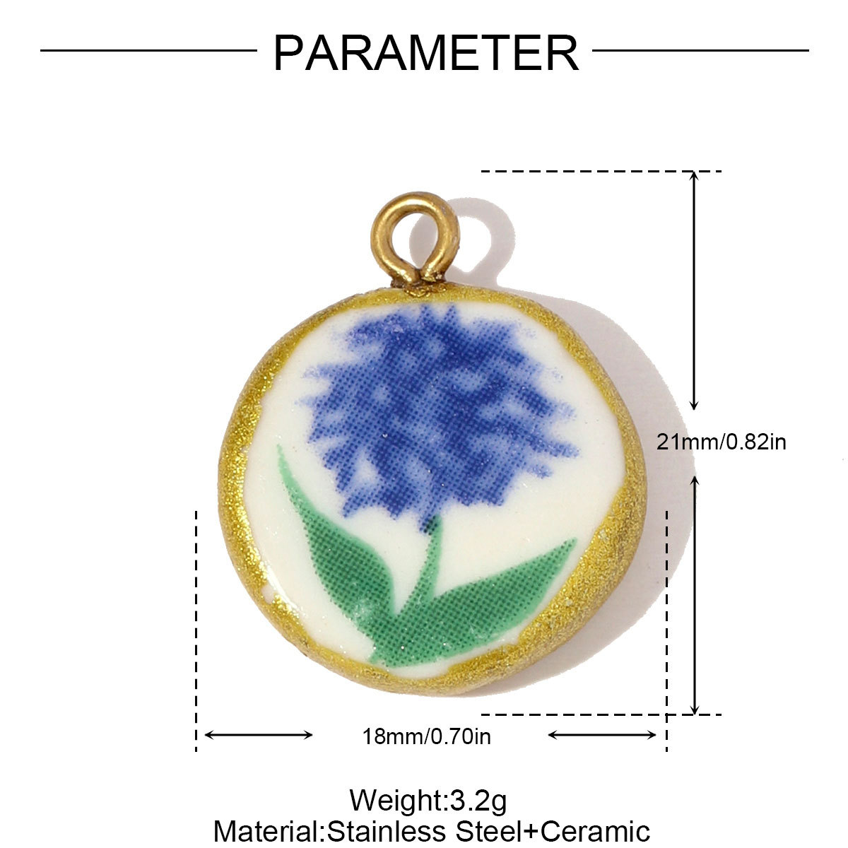 6pcs/pack Stainless Steel Colored Ceramic Dandelion Necklace Pendants Flower Mushroom Leaf DIY Charms Women Chili Apple Jewelry