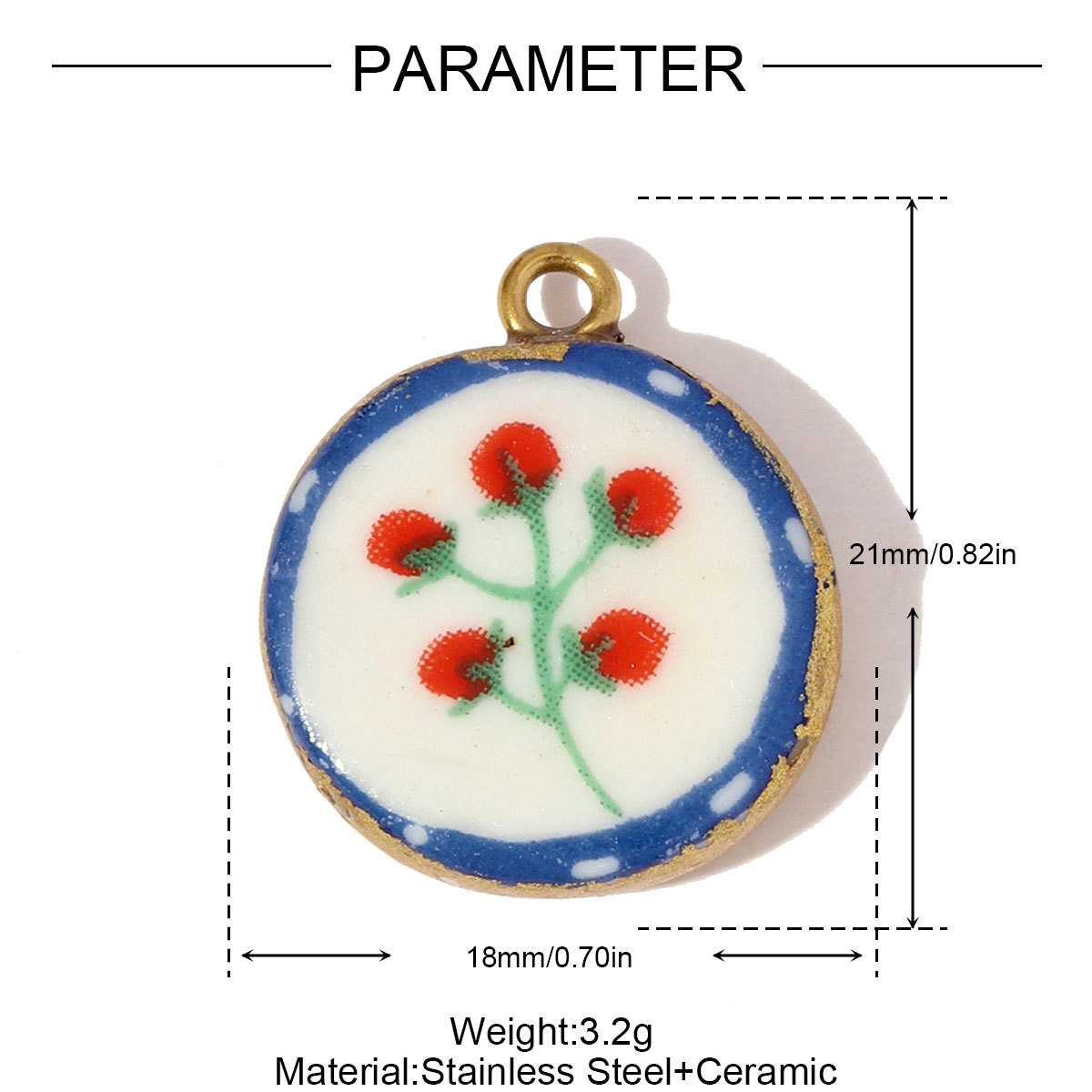 6pcs/pack Stainless Steel Colored Ceramic Dandelion Necklace Pendants Flower Mushroom Leaf DIY Charms Women Chili Apple Jewelry