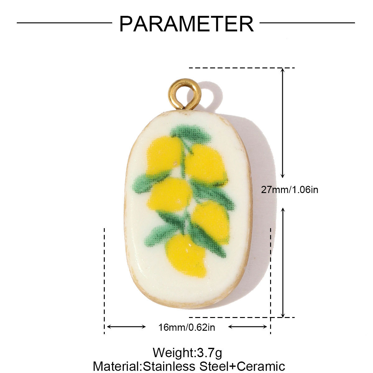 6pcs/pack Stainless Steel Colored Ceramic Dandelion Necklace Pendants Flower Mushroom Leaf DIY Charms Women Chili Apple Jewelry