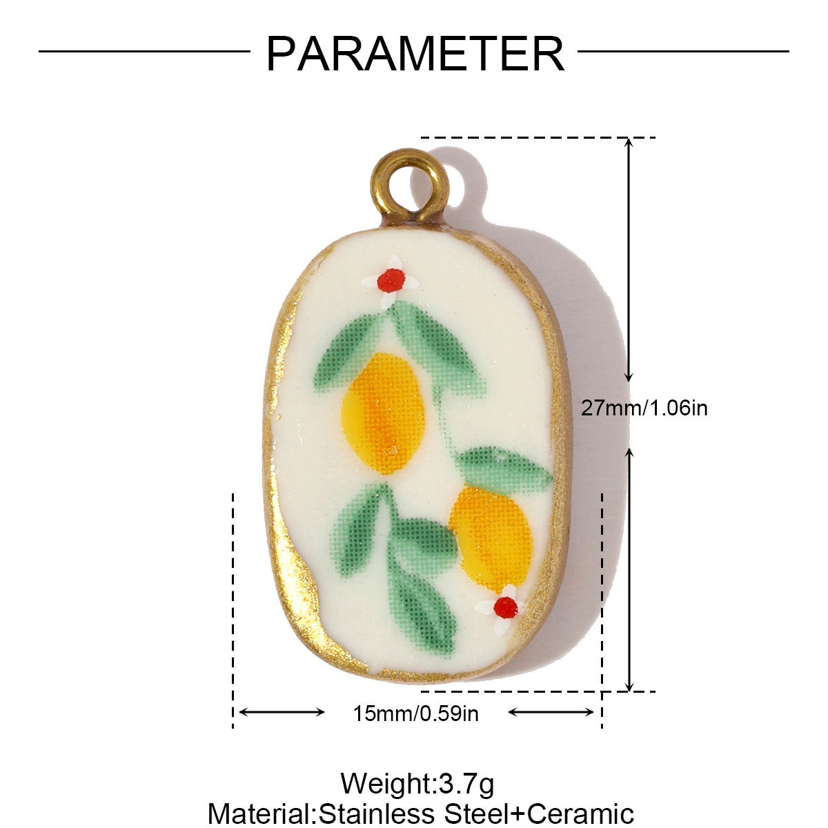 6pcs/pack Stainless Steel Colored Ceramic Boot Necklace Pendants Clover Rose Pear DIY Charms Women Flower Vase Heart Jewelry