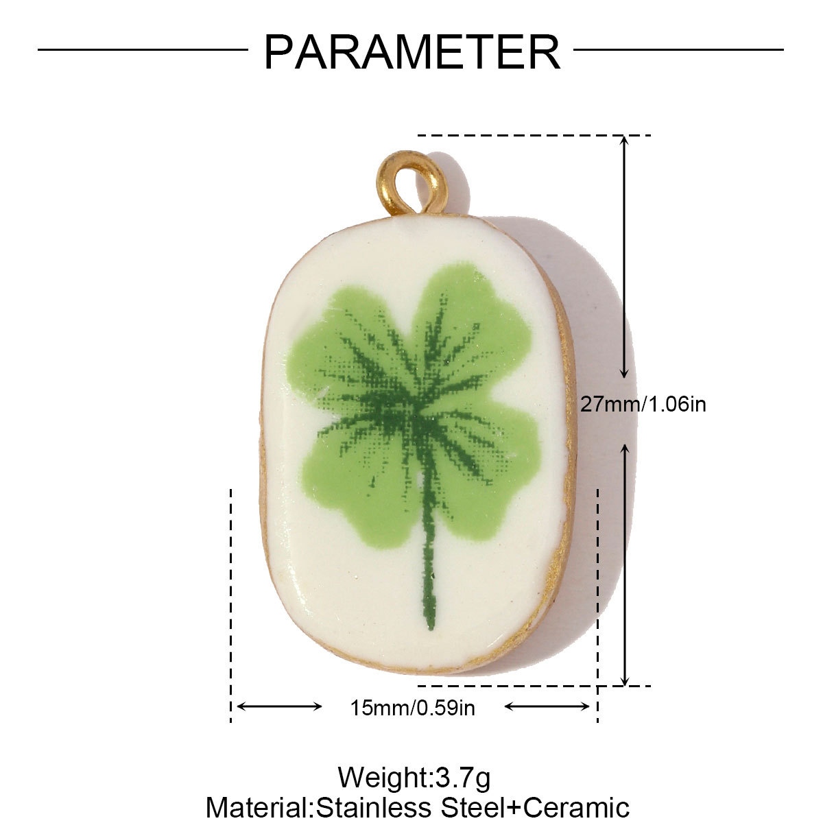 6pcs/pack Stainless Steel Colored Ceramic Boot Necklace Pendants Clover Rose Pear DIY Charms Women Flower Vase Heart Jewelry