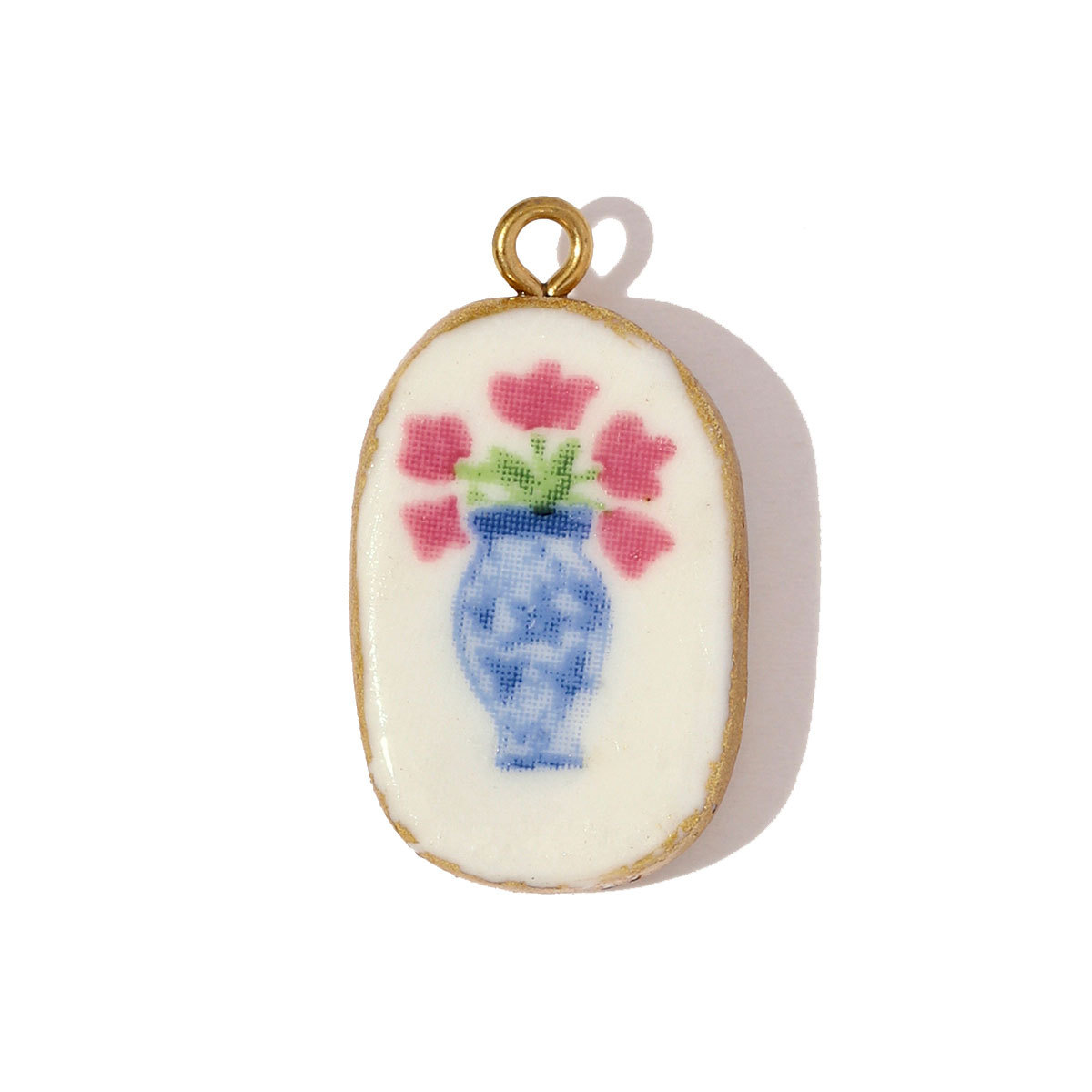 6pcs/pack Stainless Steel Colored Ceramic Boot Necklace Pendants Clover Rose Pear DIY Charms Women Flower Vase Heart Jewelry