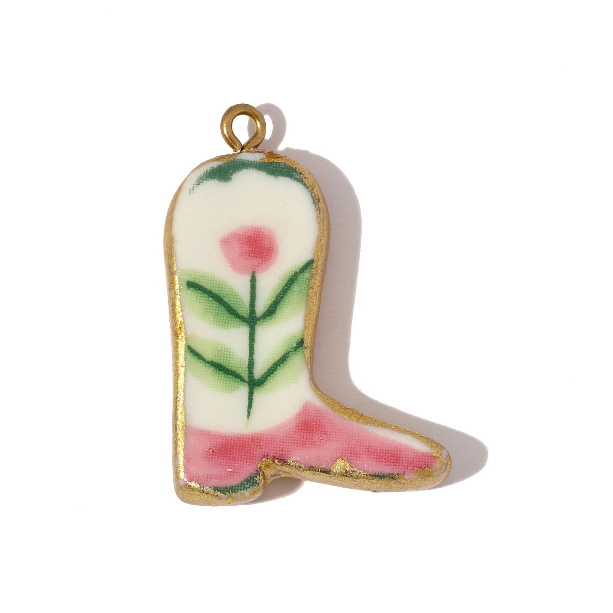 6pcs/pack Stainless Steel Colored Ceramic Boot Necklace Pendants Clover Rose Pear DIY Charms Women Flower Vase Heart Jewelry