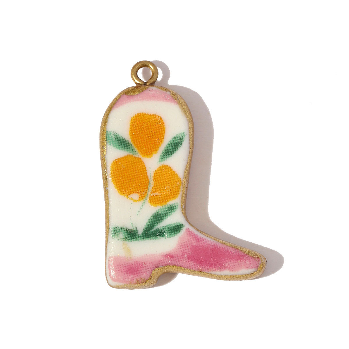 6pcs/pack Stainless Steel Colored Ceramic Boot Necklace Pendants Clover Rose Pear DIY Charms Women Flower Vase Heart Jewelry
