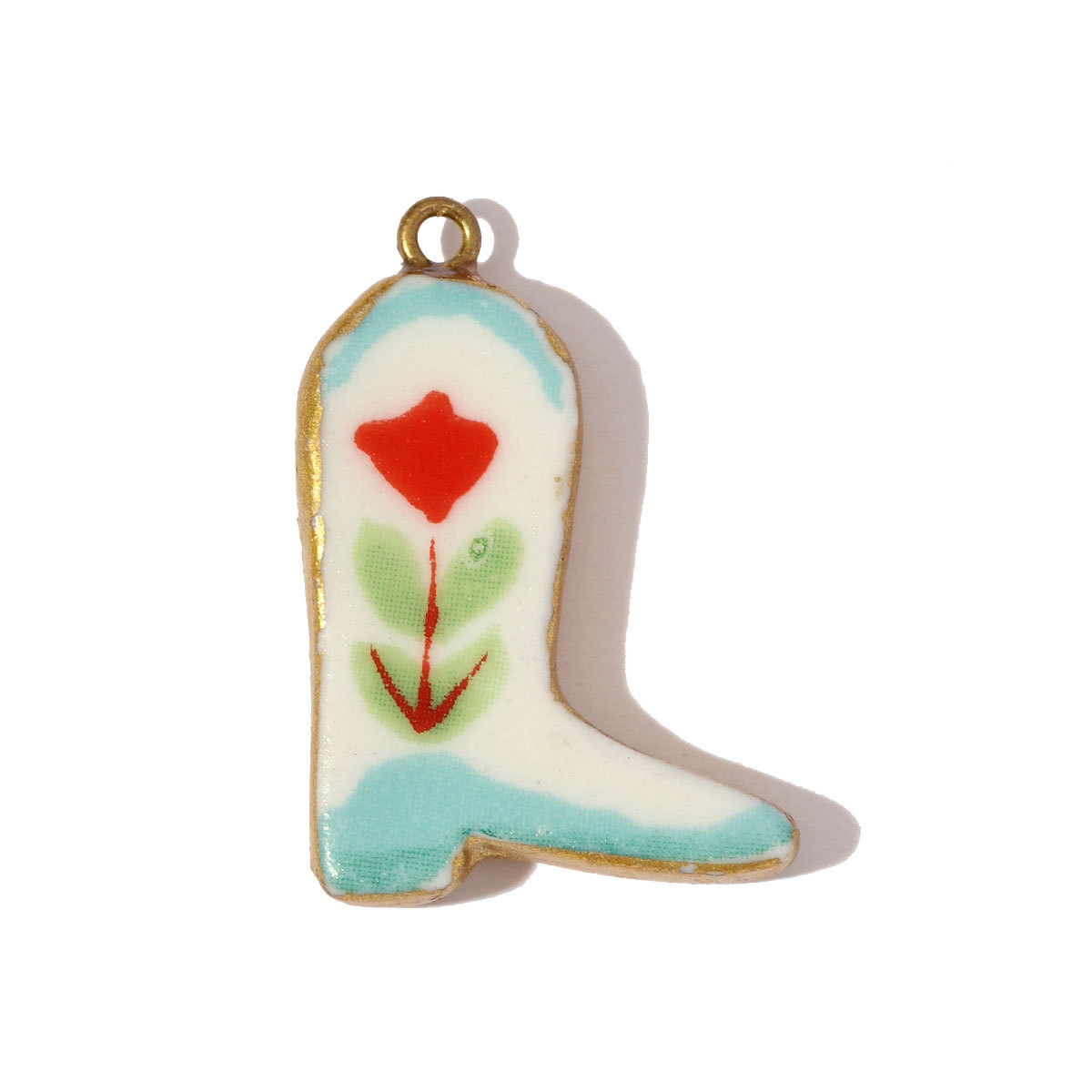 6pcs/pack Stainless Steel Colored Ceramic Boot Necklace Pendants Clover Rose Pear DIY Charms Women Flower Vase Heart Jewelry