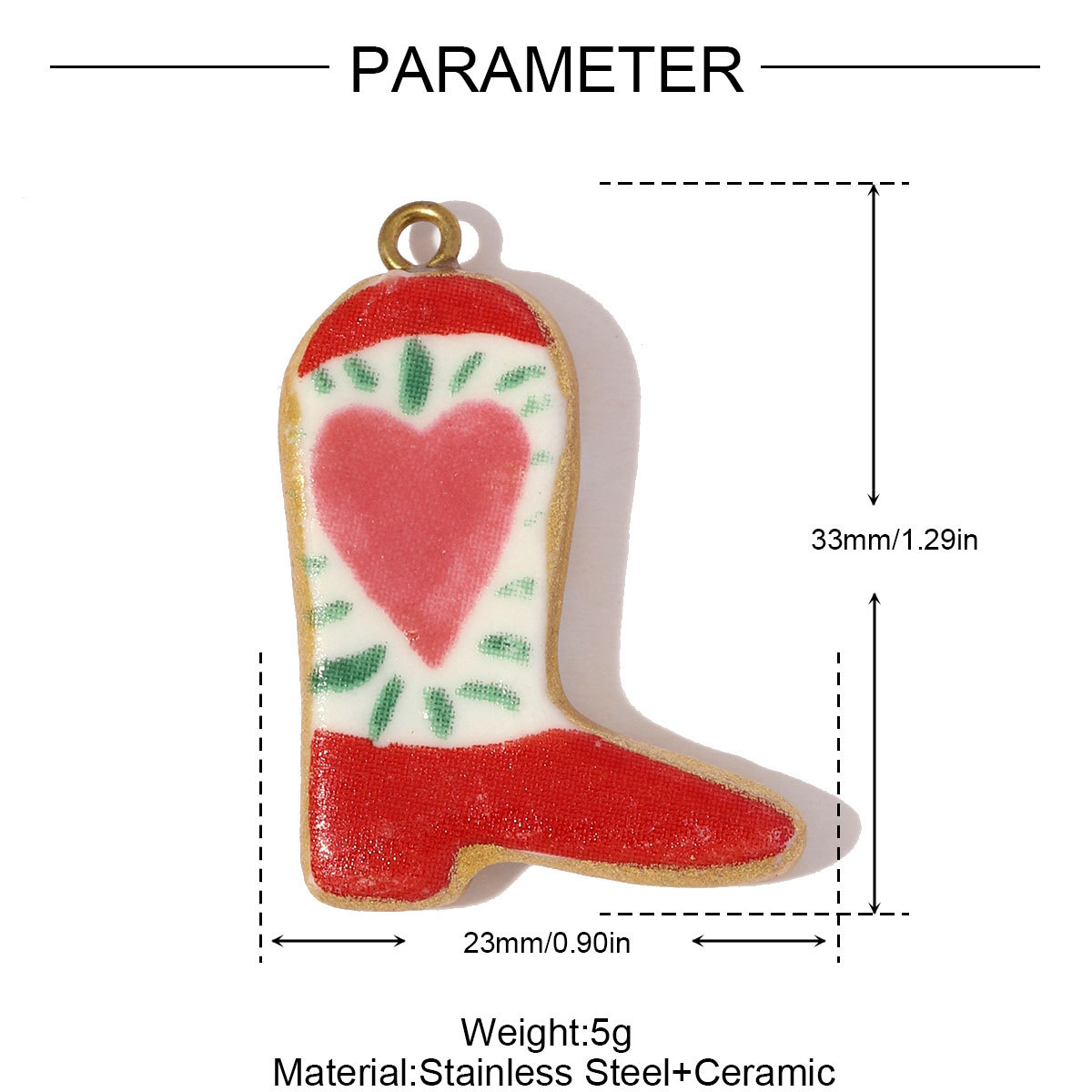 6pcs/pack Stainless Steel Colored Ceramic Boot Necklace Pendants Clover Rose Pear DIY Charms Women Flower Vase Heart Jewelry